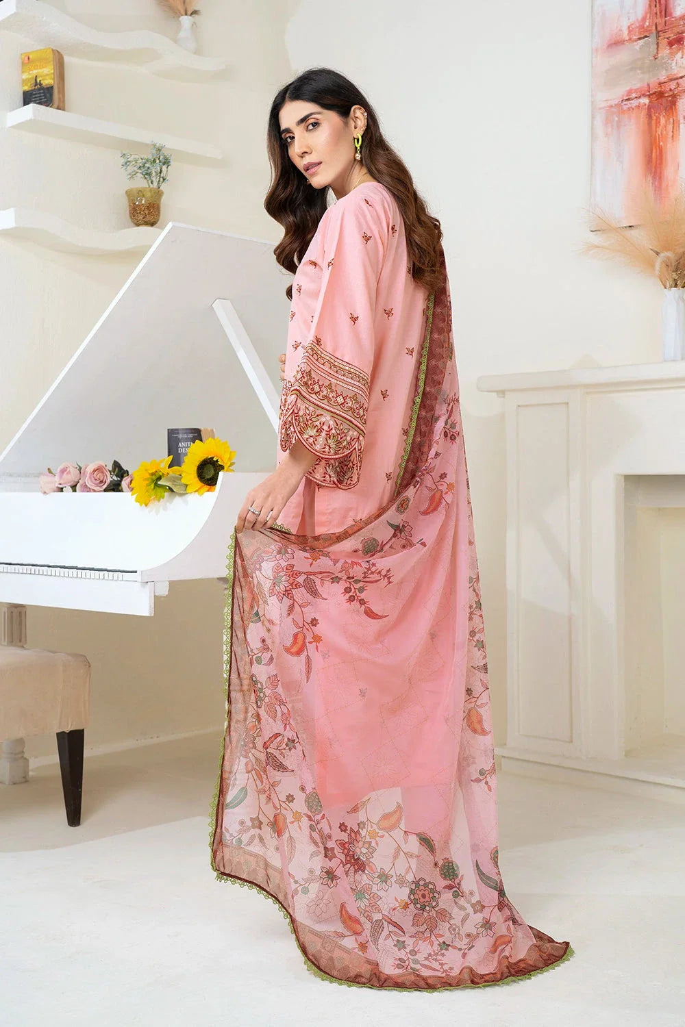 3PC Embroidered Unstitched Lawn Suit KSC-3371 Embroidered KHAS STORES