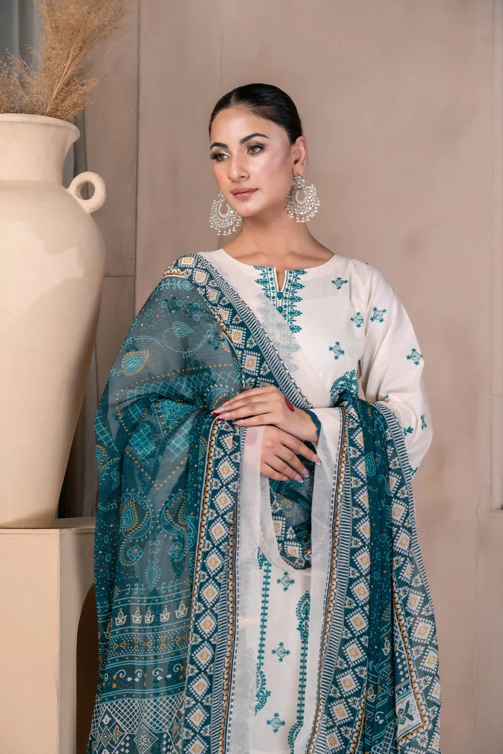 3PC Embroidered Unstitched Lawn Suit KSC-3373 Embroidered KHAS STORES