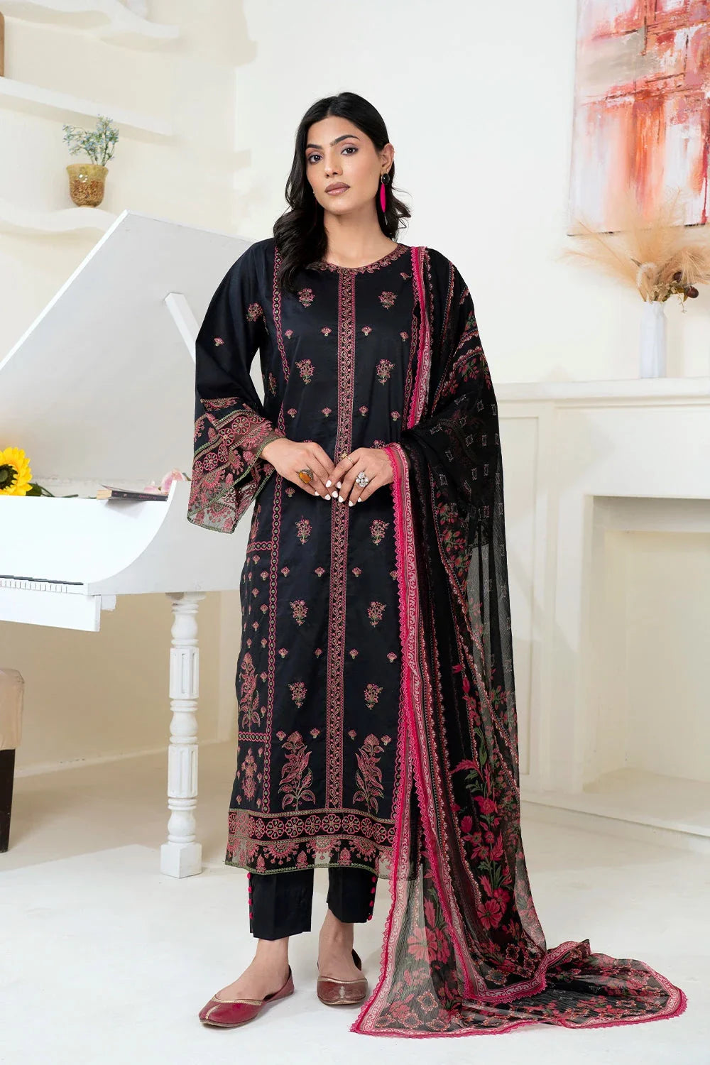 3PC Embroidered Unstitched Lawn Suit KSC-3374 Embroidered KHAS STORES