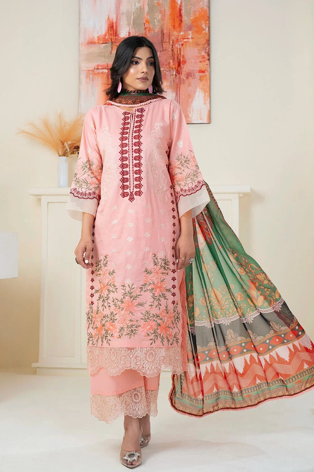 3PC Embroidered Unstitched Lawn Suit KSC-3377 Embroidered KHAS STORES