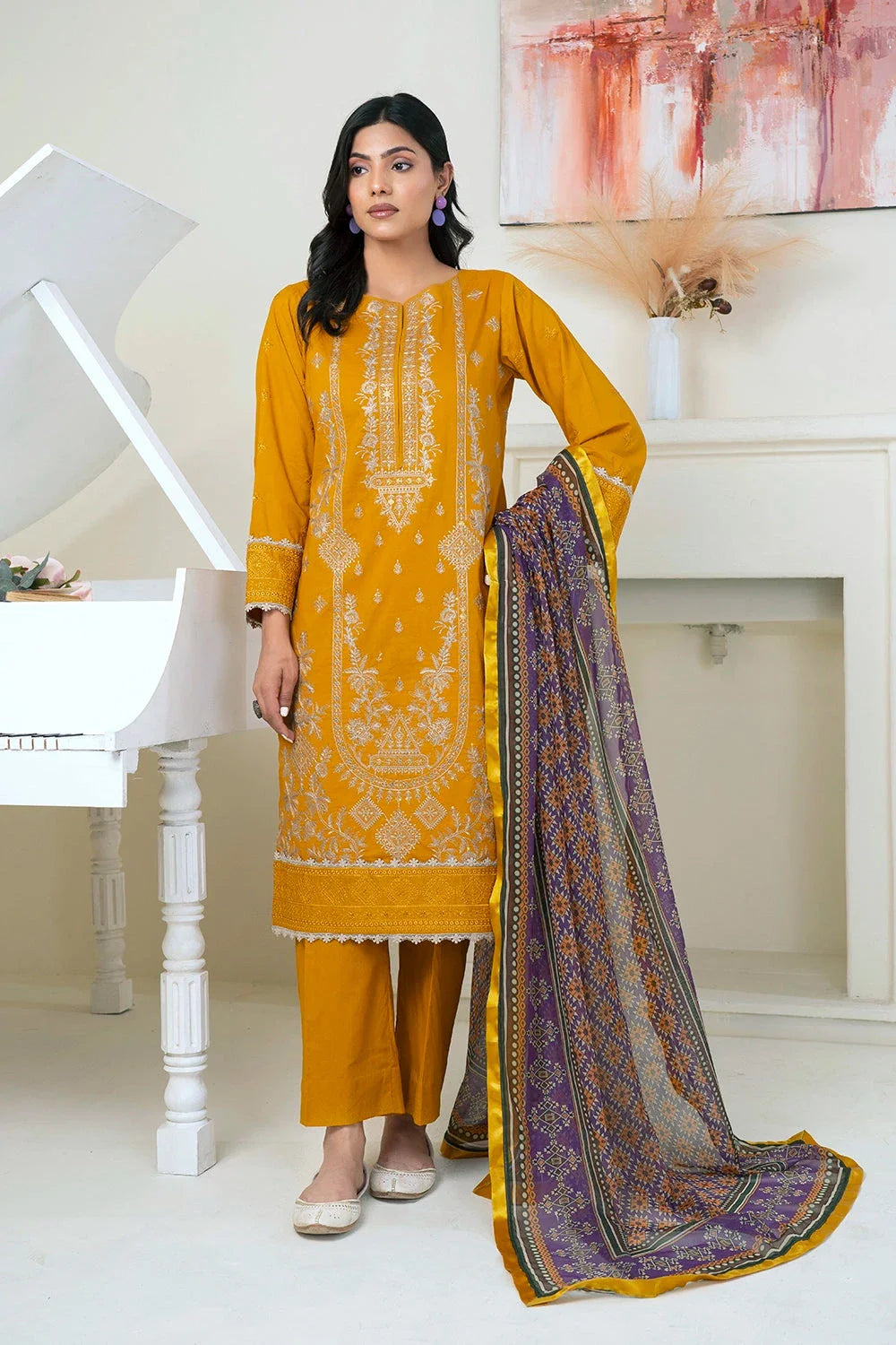 3PC Embroidered Unstitched Lawn Suit KSC-3378 Embroidered KHAS STORES