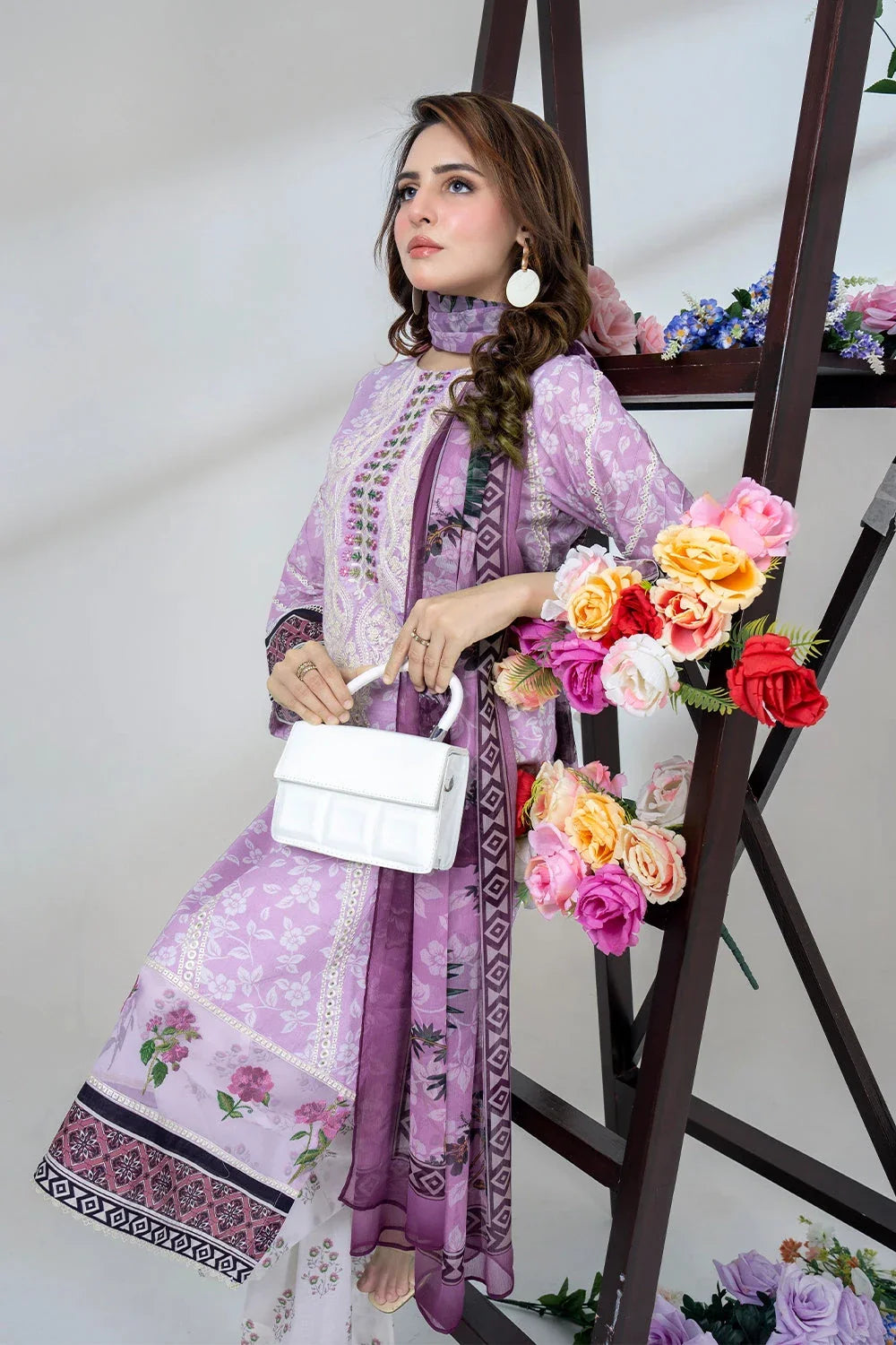 3PC Embroidered Unstitched Lawn Suit KSC-3435 Embroidered KHAS STORES