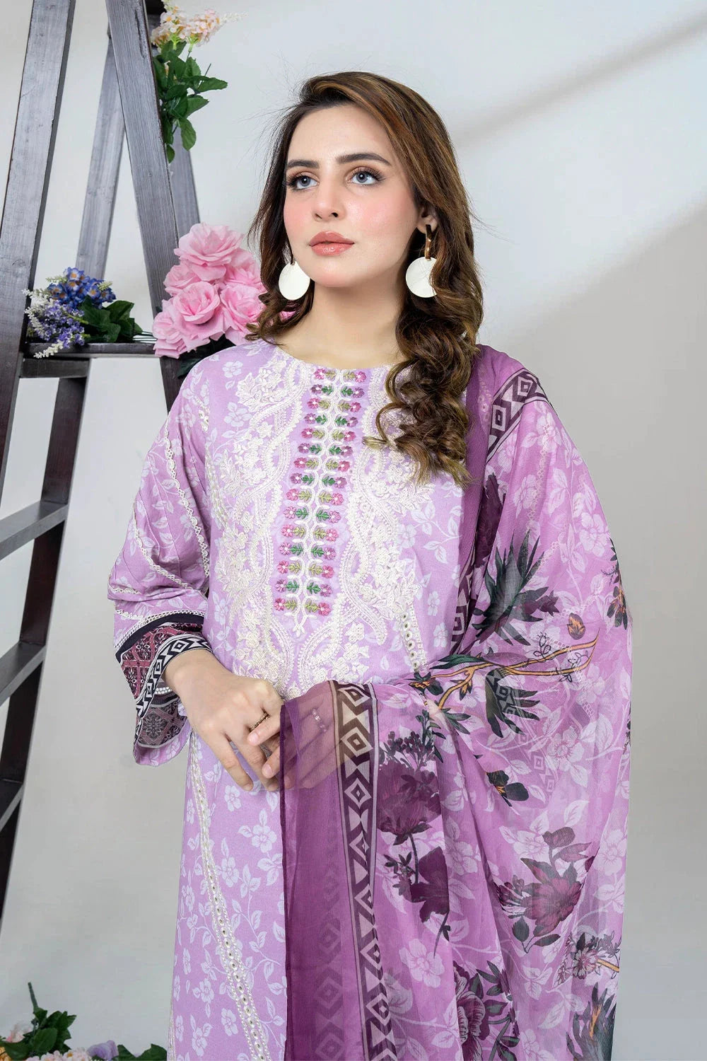 3PC Embroidered Unstitched Lawn Suit KSC-3435 Embroidered KHAS STORES