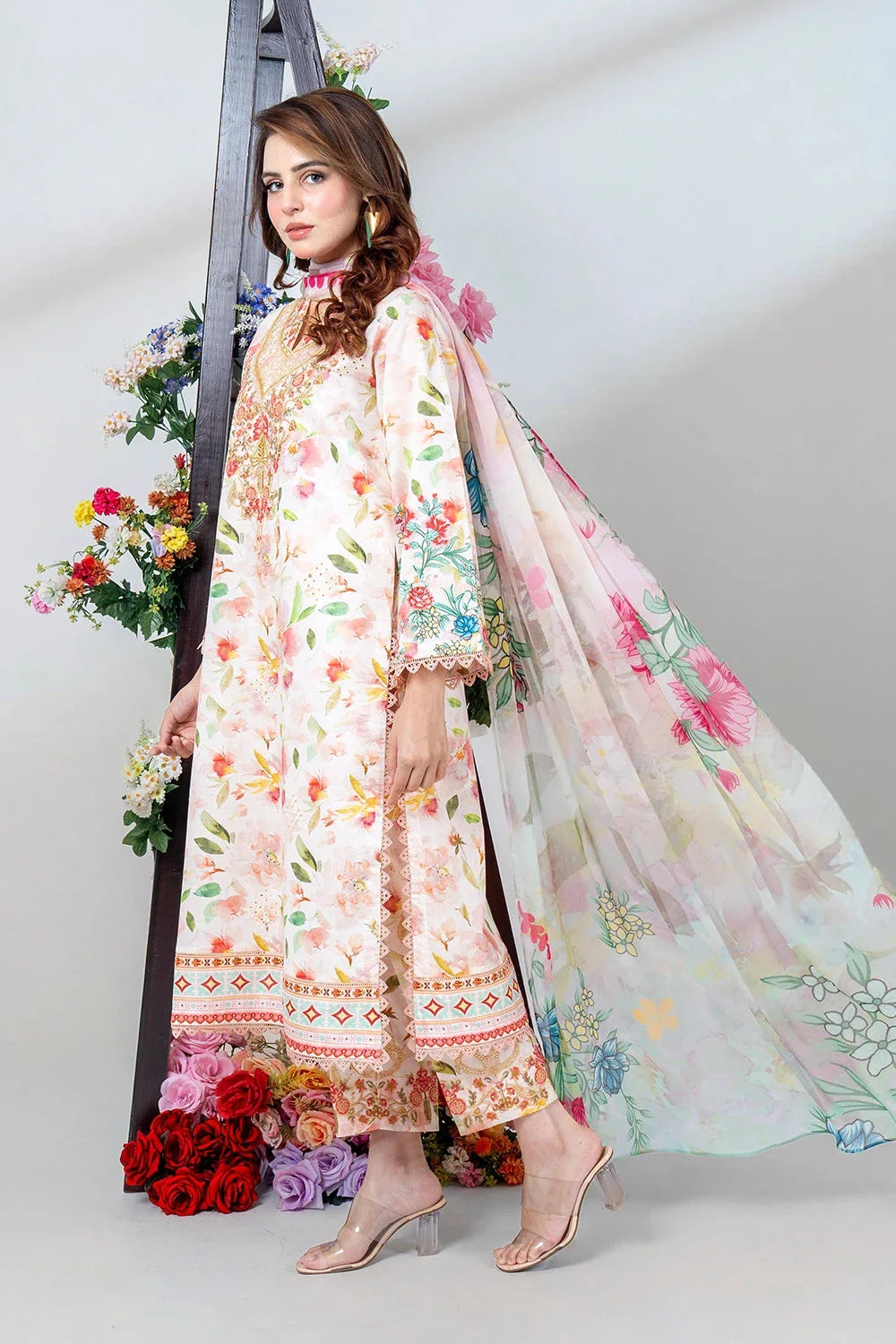 3PC Embroidered Unstitched Lawn Suit KSC-3436 Embroidered KHAS STORES