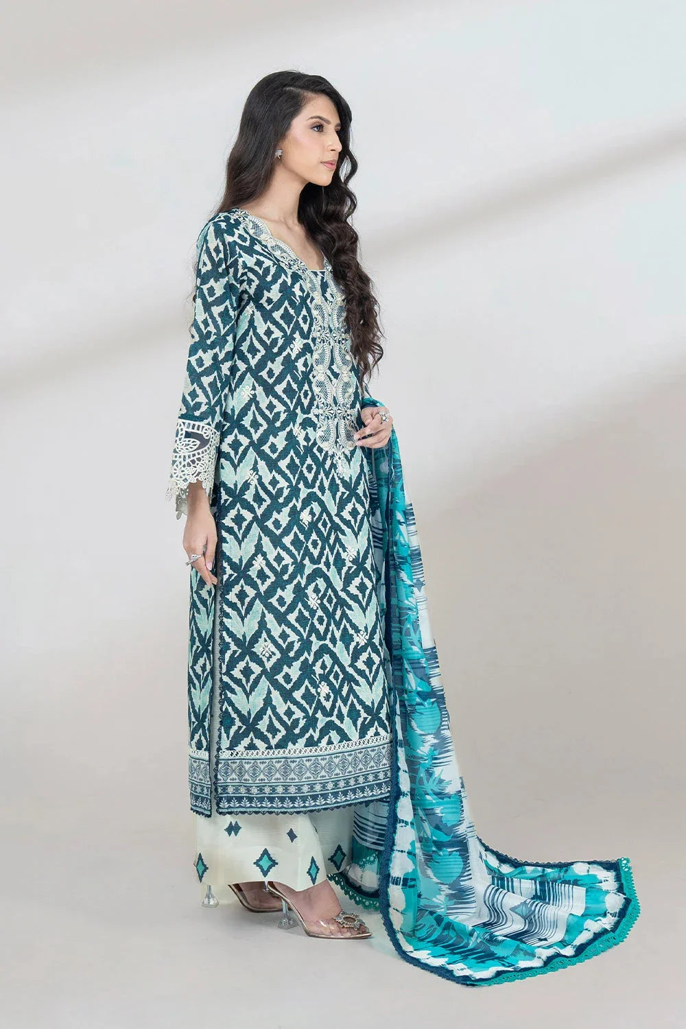 3PC Embroidered Unstitched Lawn Suit KSC-3443 Embroidered KHAS STORES