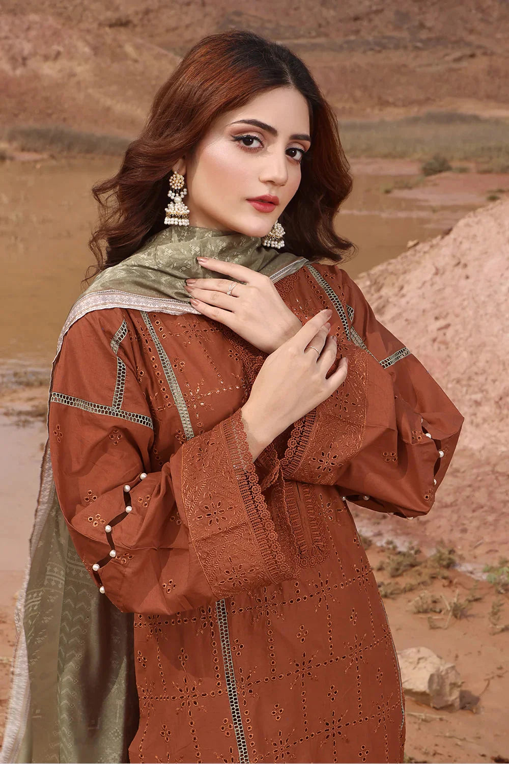 3PC Embroidered Unstitched Lawn Suit KSE-2445 Embroidered KHAS STORES