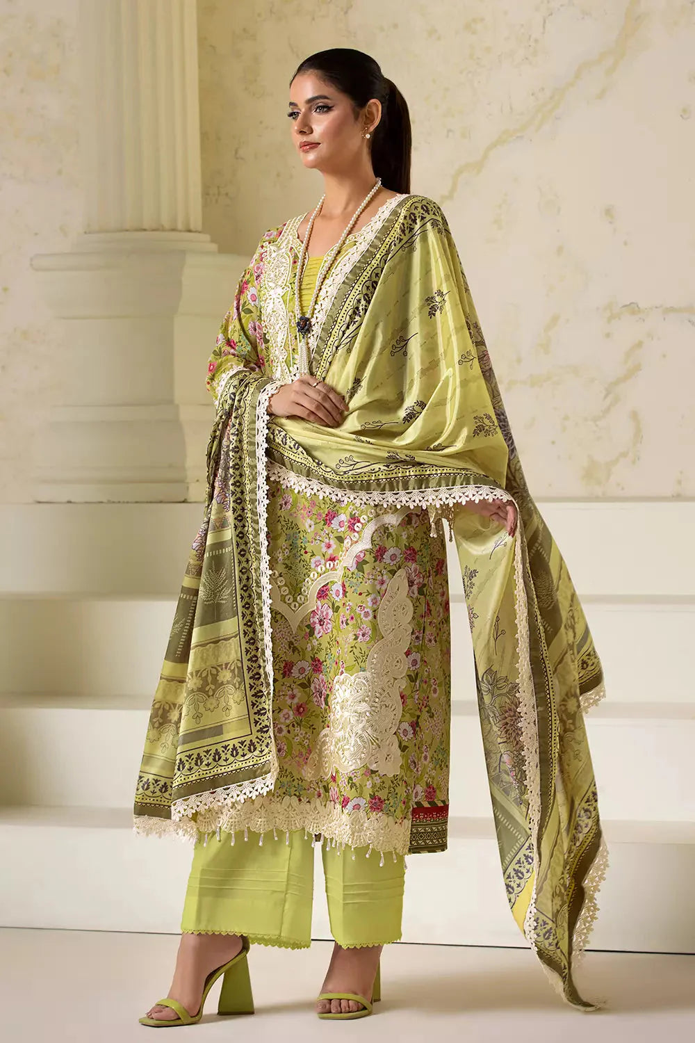 3PC Embroidered Unstitched Lawn Suit KSE-2724 Embroidered KHAS STORES
