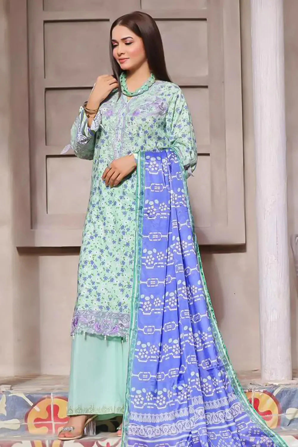 3PC Embroidered Unstitched Lawn Suit KSE-2727 Embroidered KHAS STORES