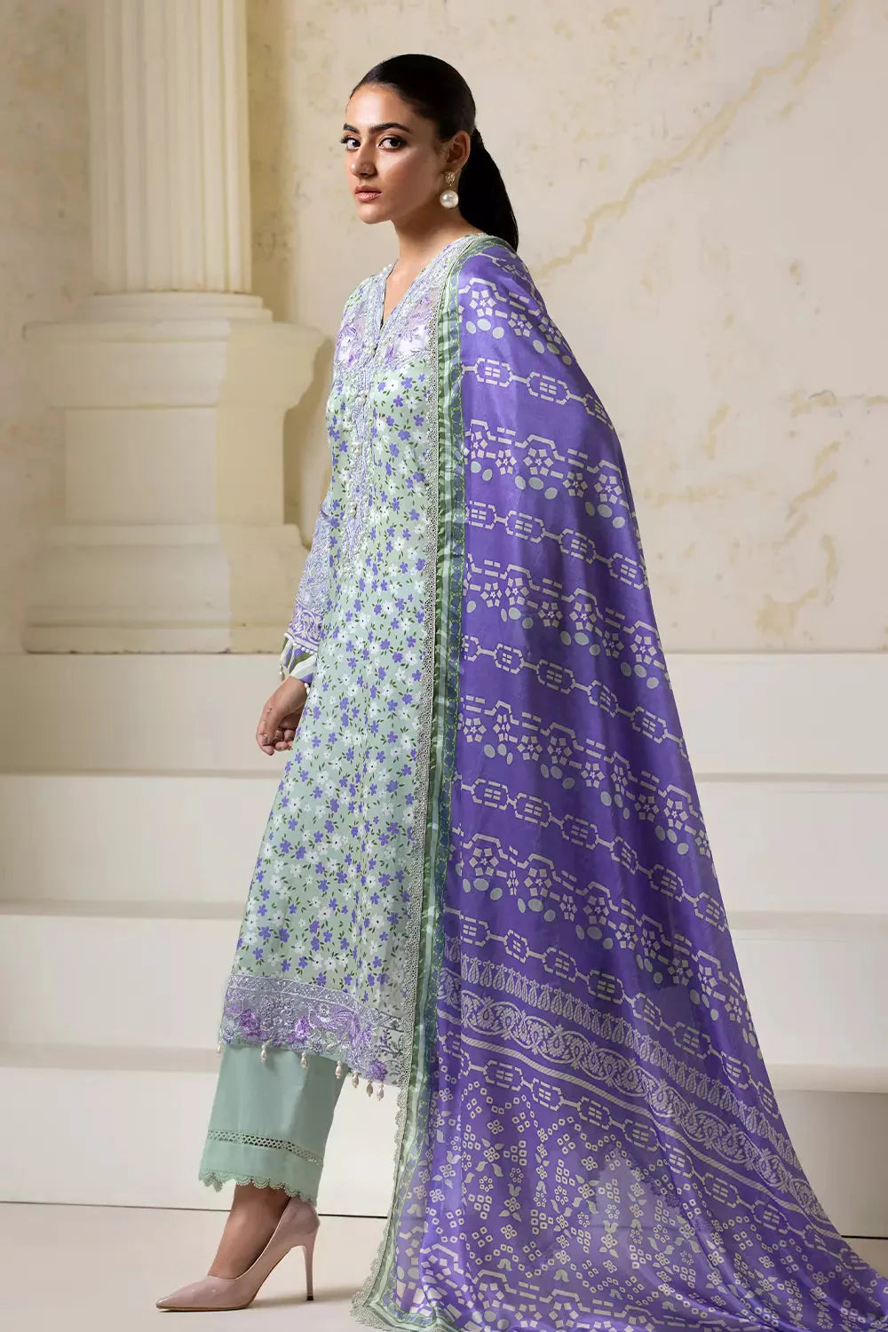 3PC Embroidered Unstitched Lawn Suit KSE-2727 Embroidered KHAS STORES