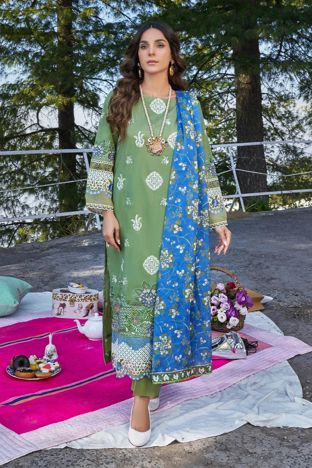 3PC Embroidered Unstitched Lawn Suit KSE-3396 Embroidered KHAS STORES
