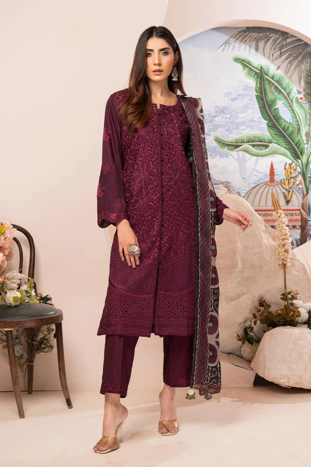 3PC Embroidered Unstitched Lawn Suit KSE-3397 Embroidered KHAS STORES