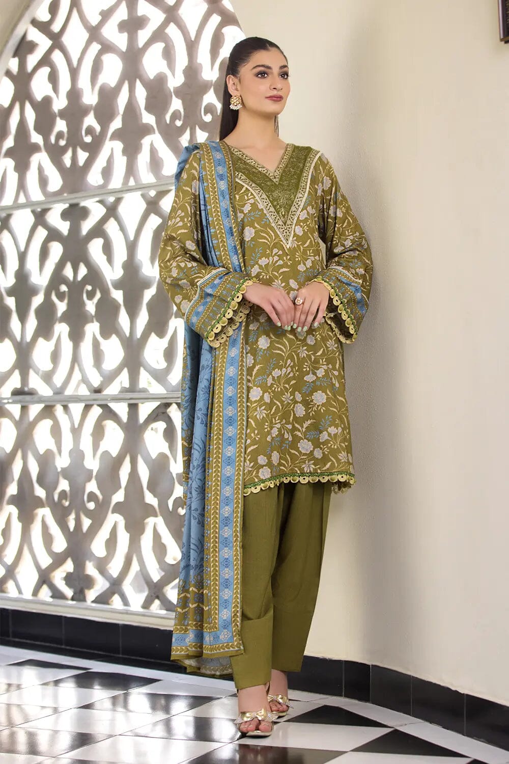 3PC Embroidered Unstitched Linen Suit KLE-2966 Embroidered KHAS STORES