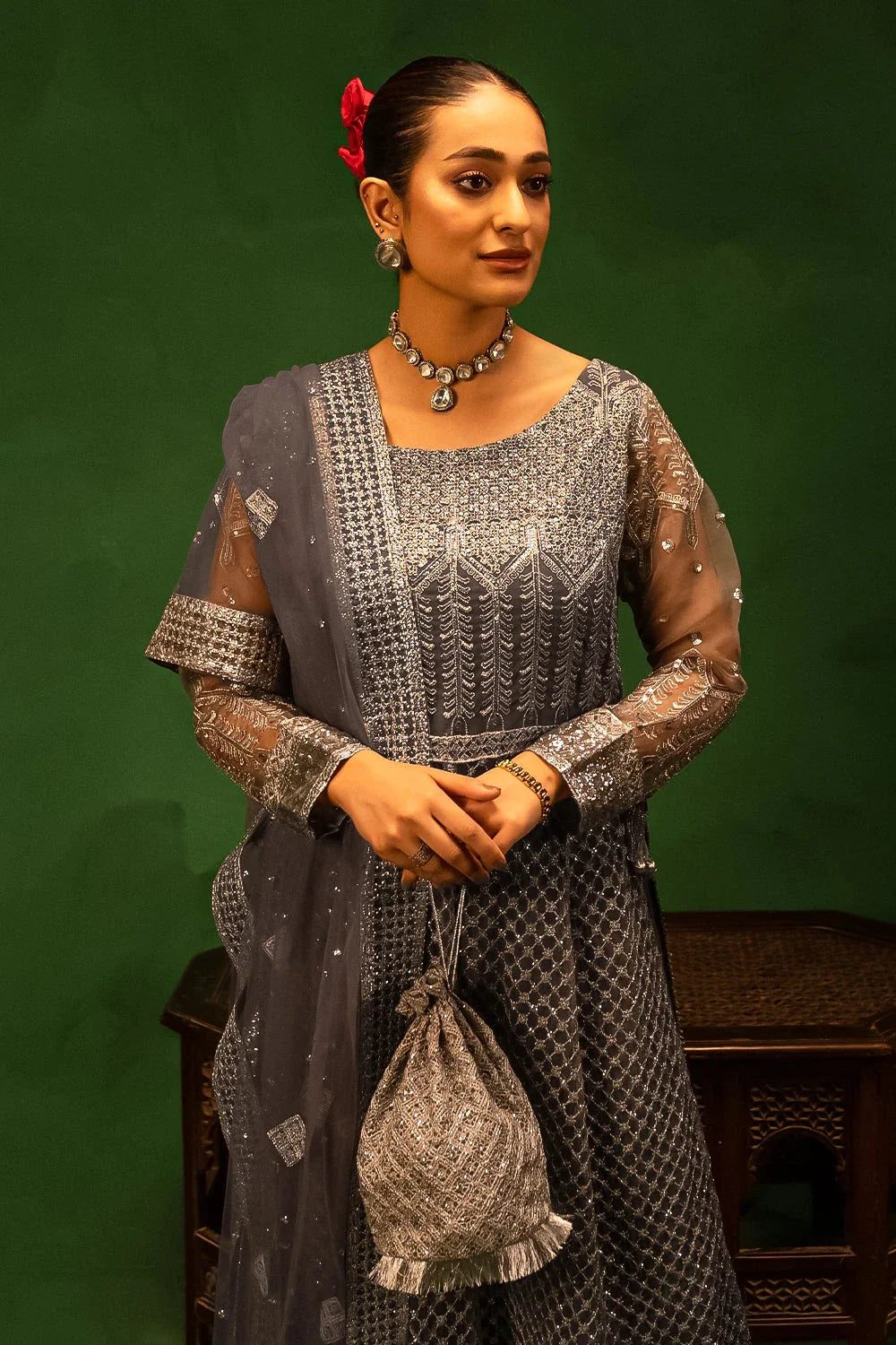 3PC Embroidered Unstitched Luxury Suit KNAC-2998 Embroidered KHAS STORES