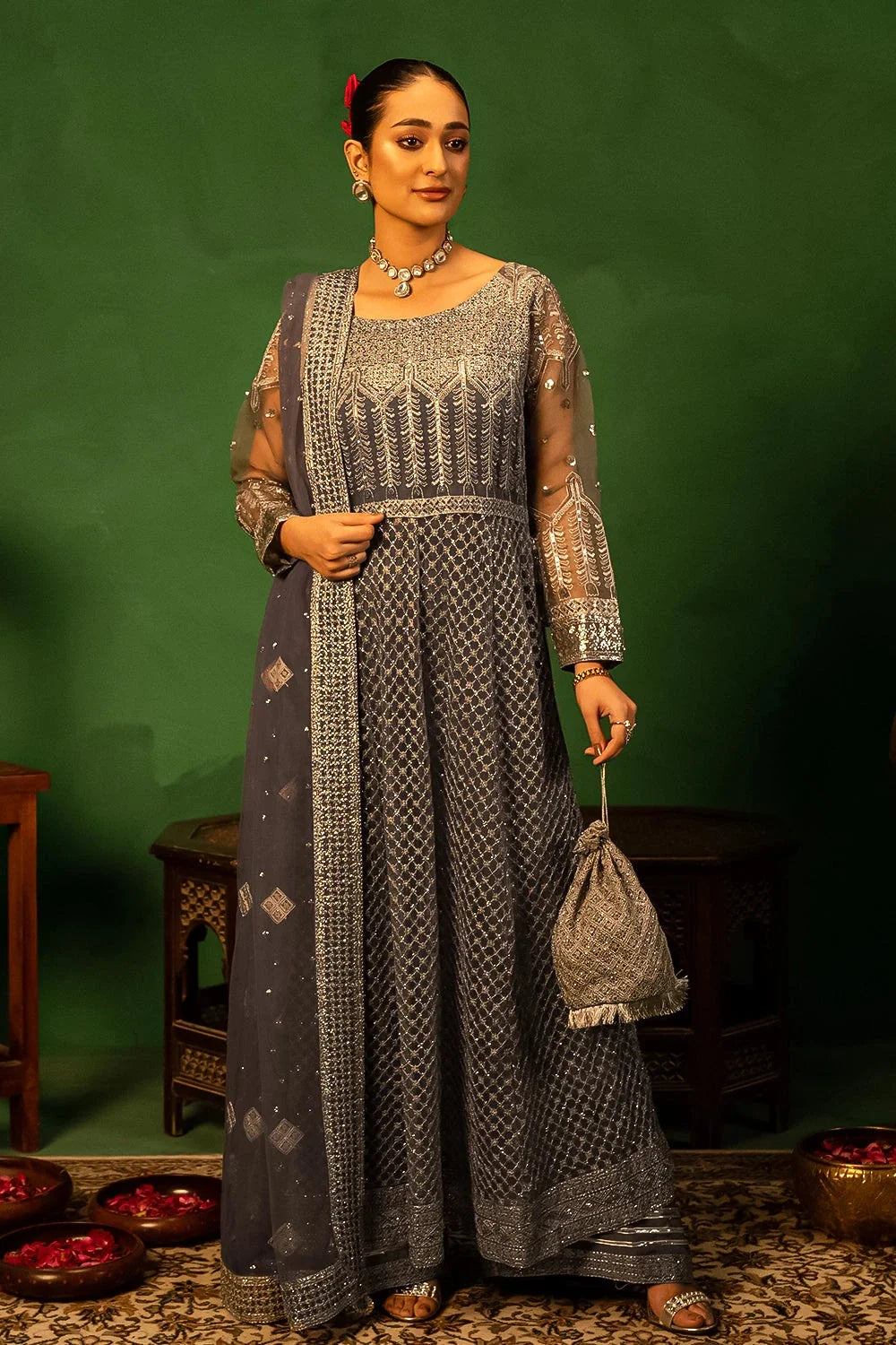 3PC Embroidered Unstitched Luxury Suit KNAC-2998 Embroidered KHAS STORES