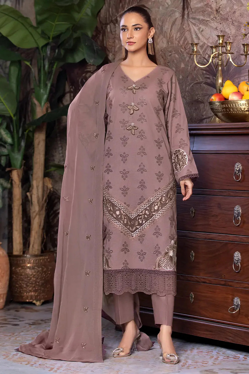 3PC Embroidered Unstitched Schiffli Cambric Suit KCCE-2866 Embroidered KHAS STORES