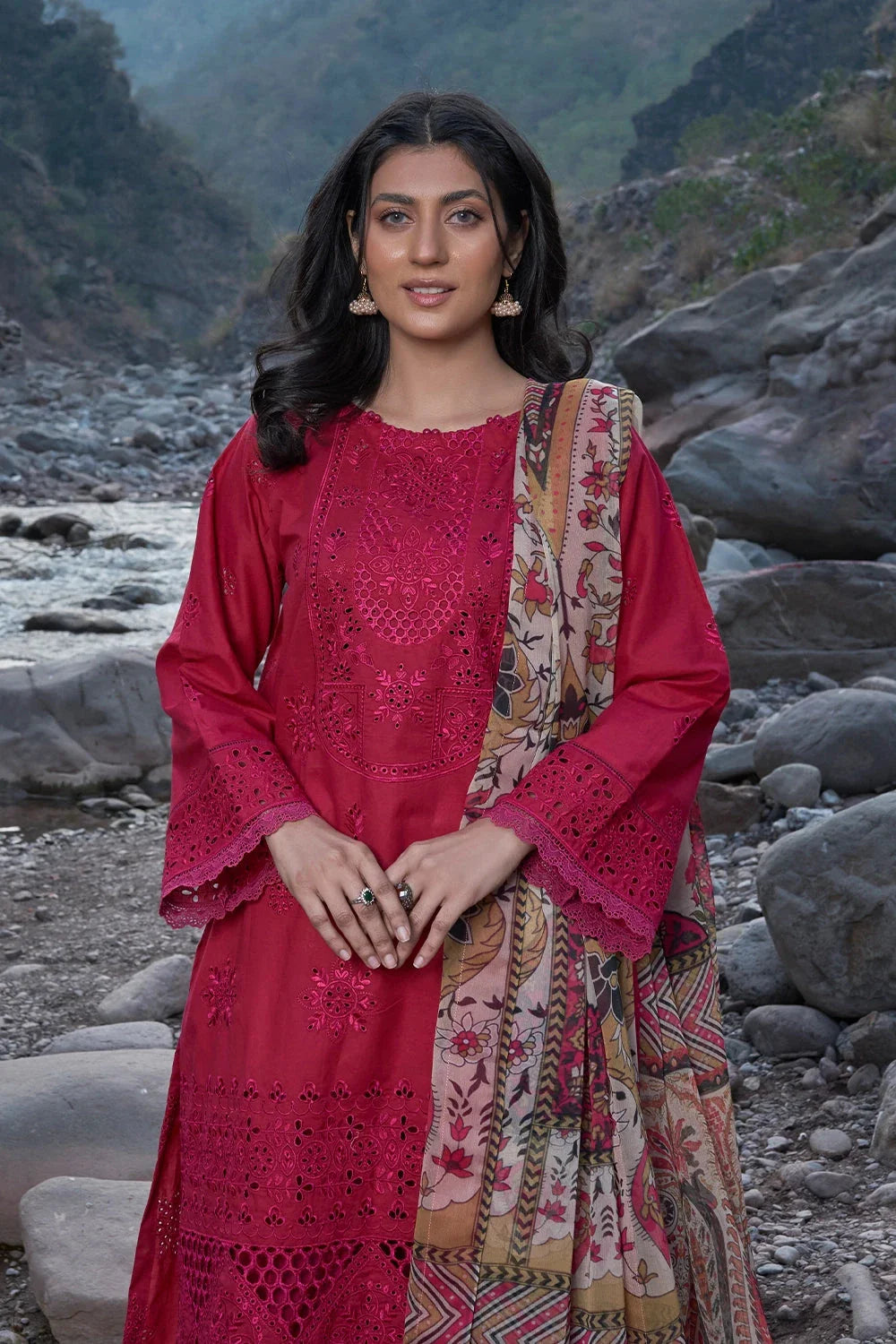 3PC Embroidered Unstitched Schiffli Lawn Suit KSC-3147 Embroidered KHAS STORES