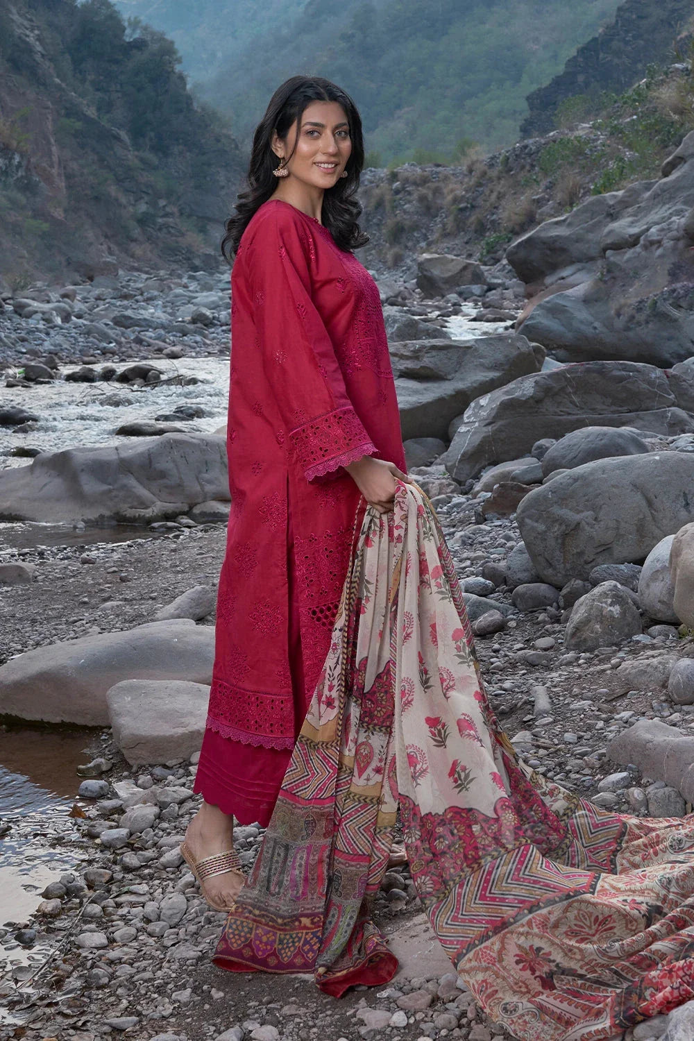 3PC Embroidered Unstitched Schiffli Lawn Suit KSC-3147 Embroidered KHAS STORES