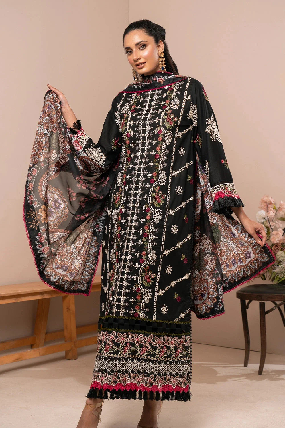 3PC Embroidered Unstitched Schiffli Lawn Suit KSE-2777 Embroidered KHAS STORES