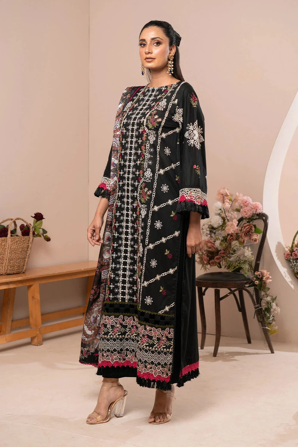 3PC Embroidered Unstitched Schiffli Lawn Suit KSE-2777 Embroidered KHAS STORES