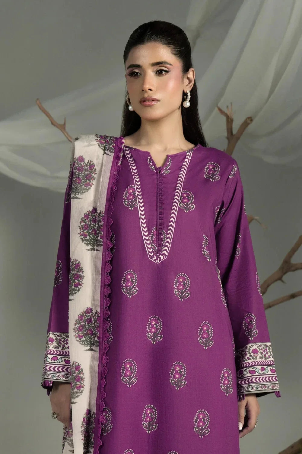 3PC Printed Cambric Suit | KCC-4232 Printed KHAS STORES