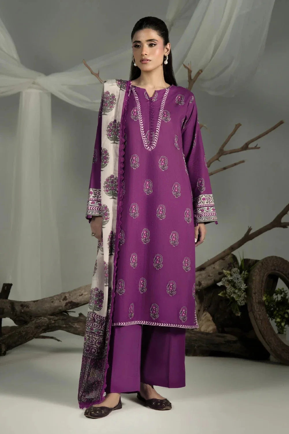 3PC Printed Cambric Suit | KCC-4232 Printed KHAS STORES