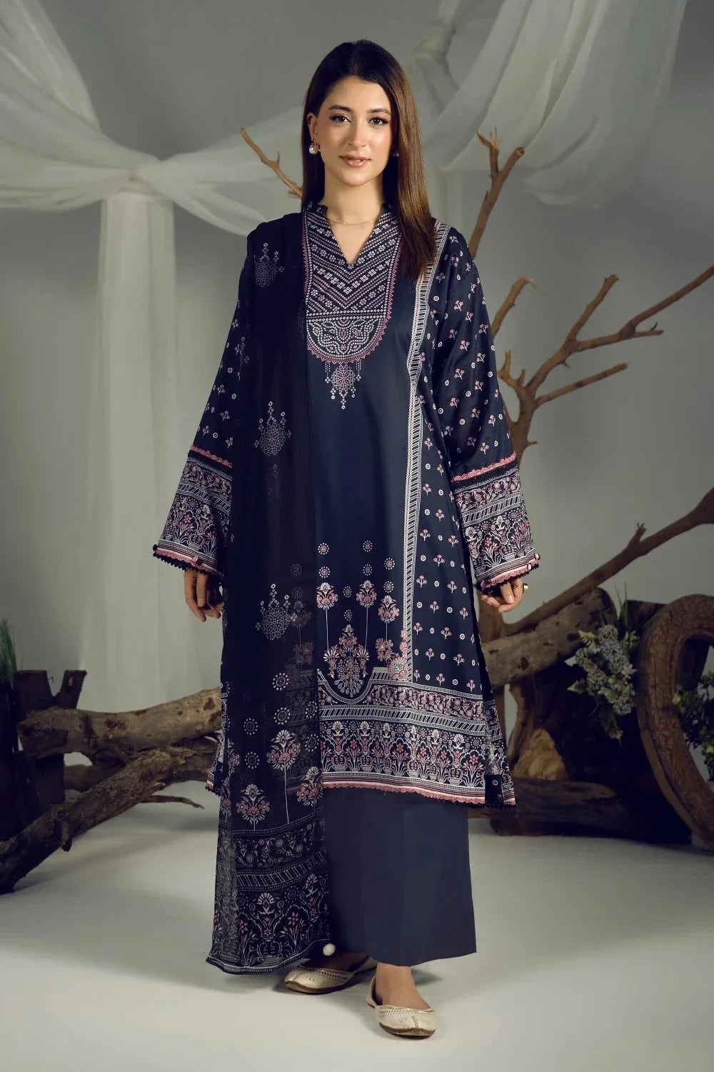 3PC Printed Cambric Suit | KCC-4233 Printed KHAS STORES