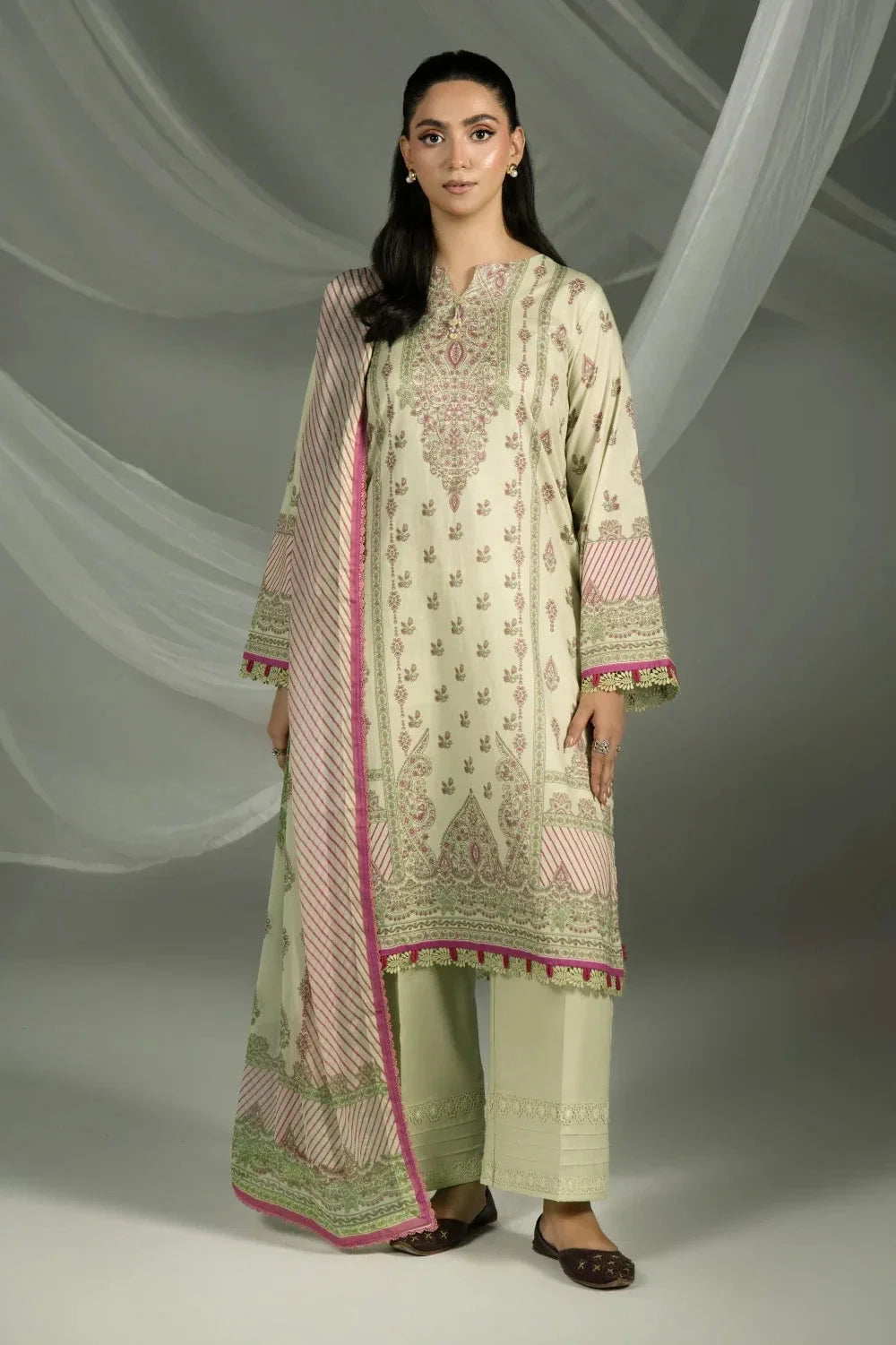 3PC Printed Cambric Suit | KCC-4235 Printed KHAS STORES