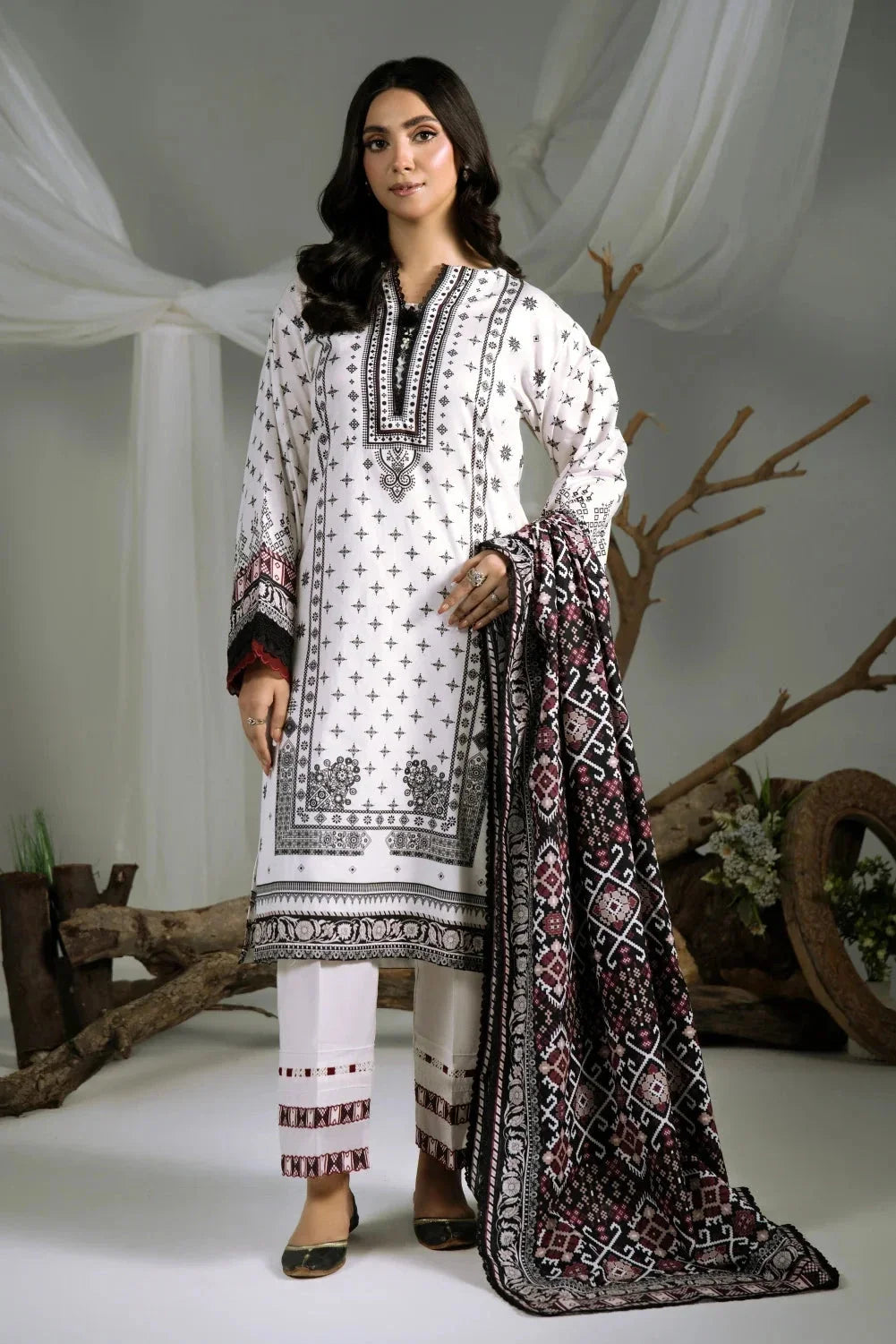 3PC Printed Cambric Suit | KCC-4237 Printed KHAS STORES