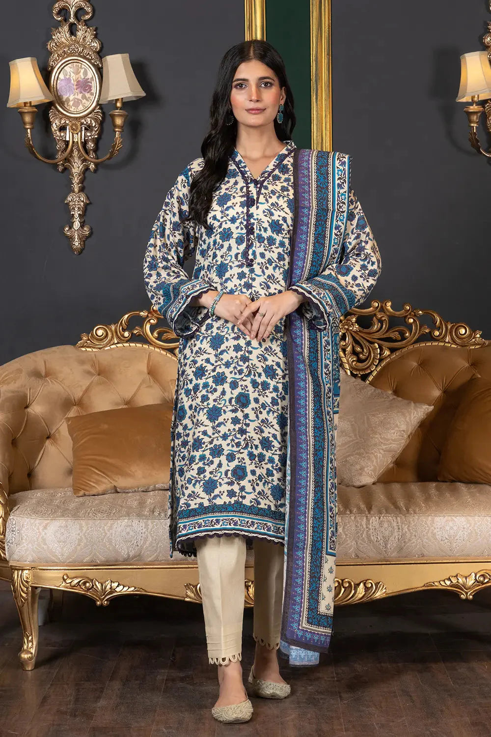 3PC Printed Unstitched Karandi Suit KKR-2947 Printed KHAS STORES