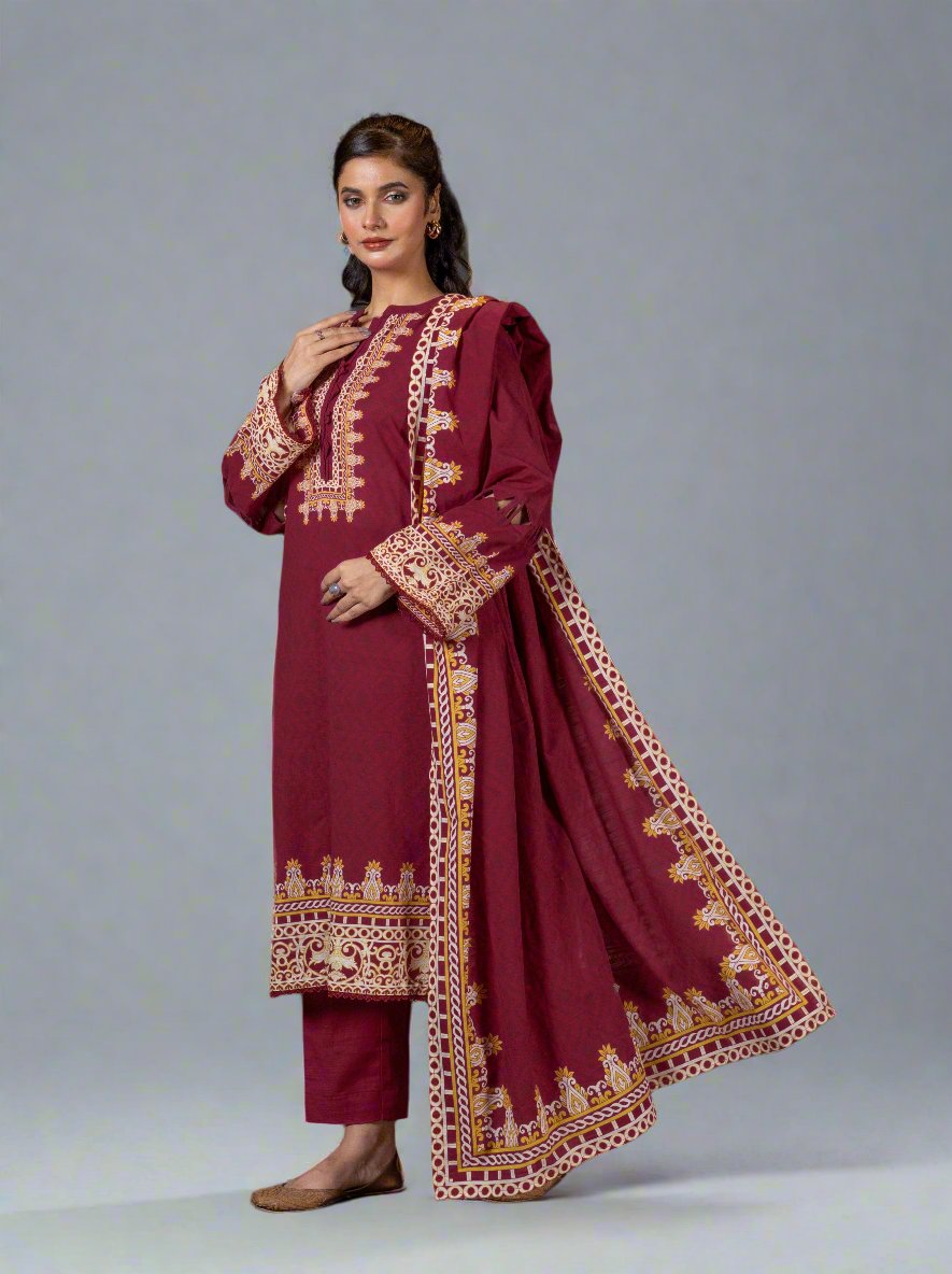 3PC Printed Unstitched Khaddar Suit KKH-2936 Printed KHAS STORES