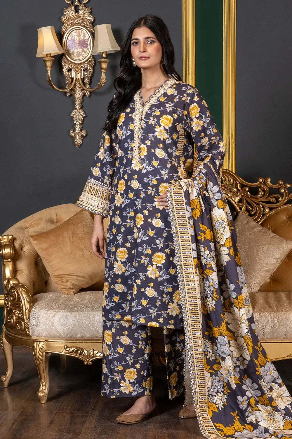 3PC Printed Unstitched Khaddar Suit KKH-3021 Printed KHAS STORES
