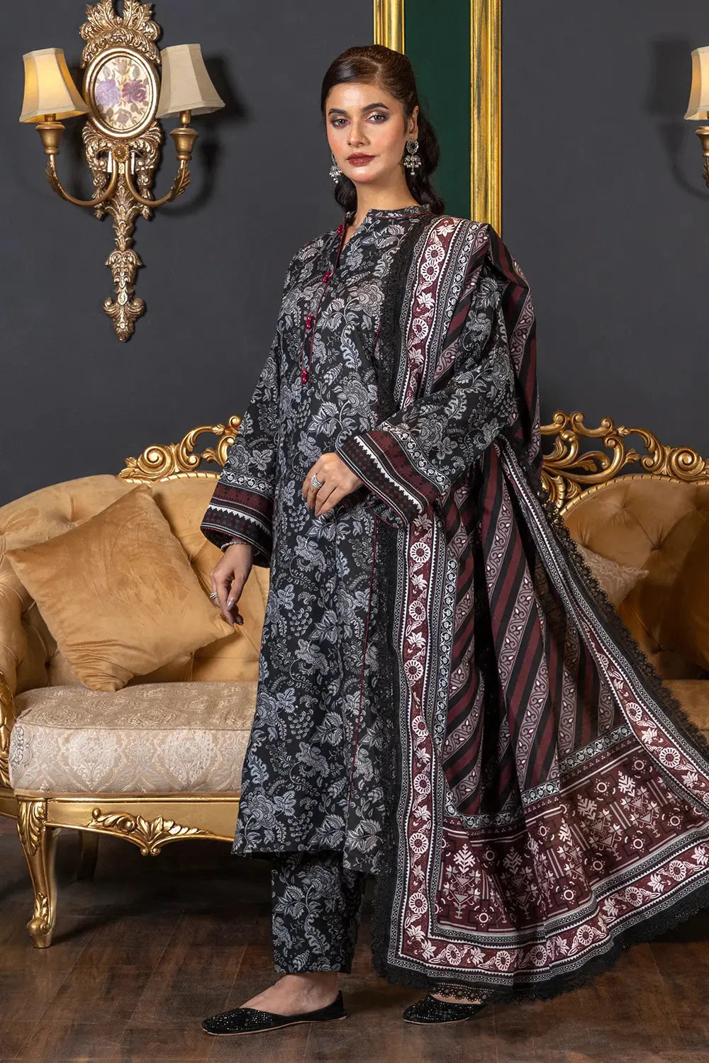3PC Printed Unstitched Khaddar Suit KKH-3023 Printed KHAS STORES