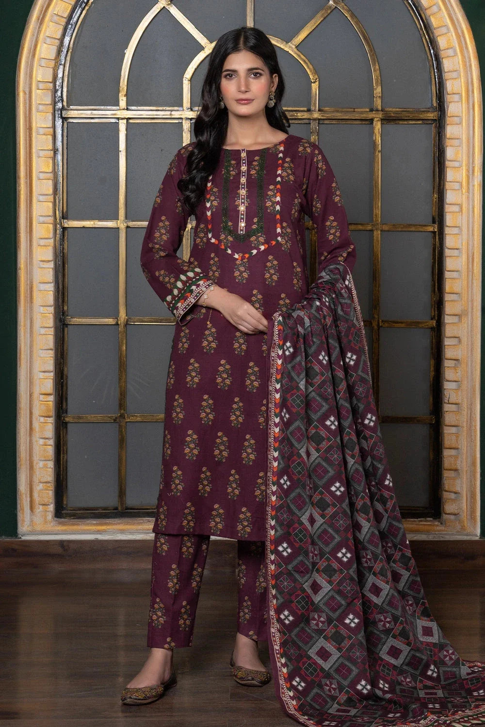 3PC Printed Unstitched Khaddar Suit KKH-3024 Printed KHAS STORES