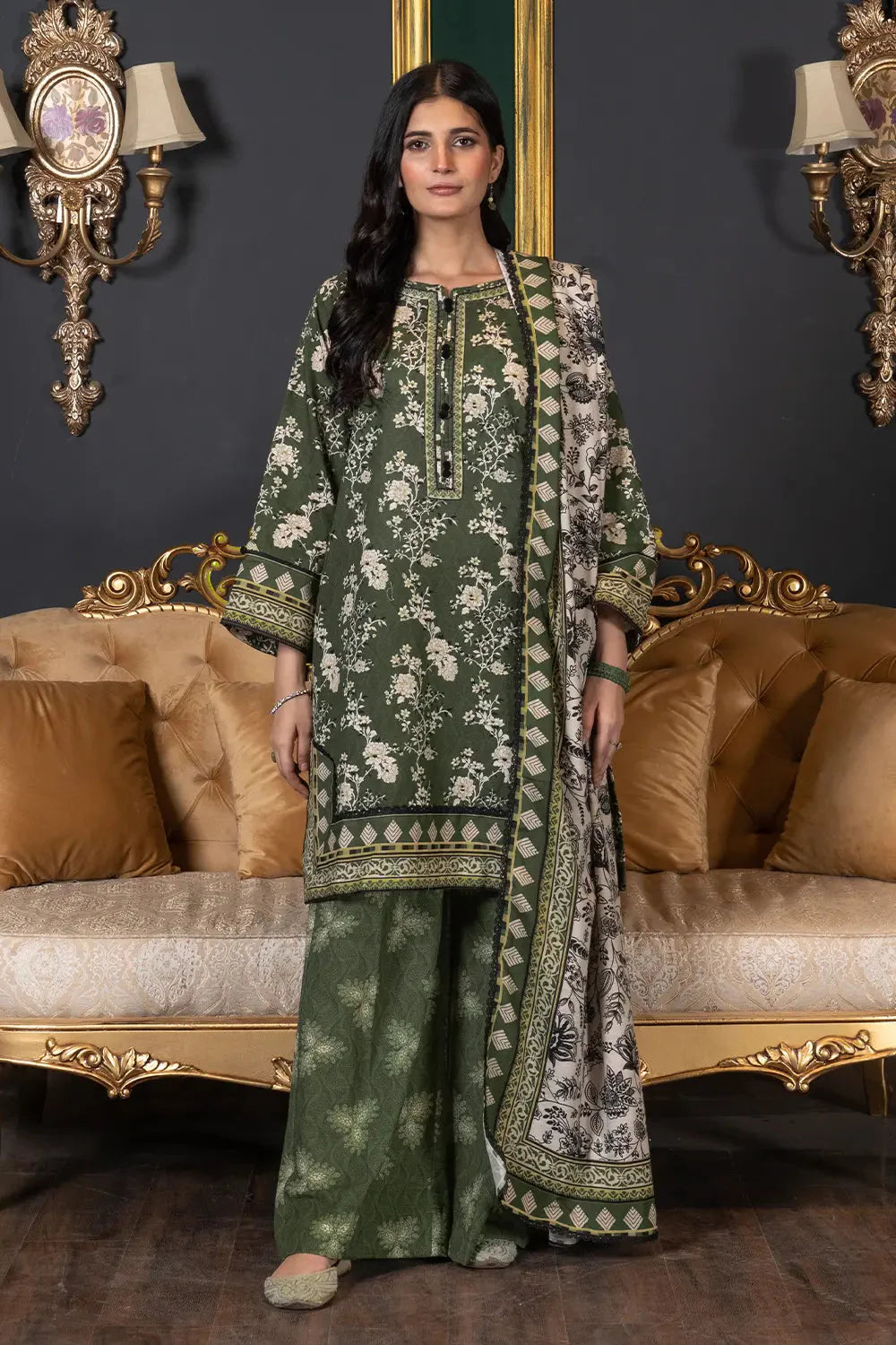3PC Printed Unstitched Khaddar Suit KKH-3025 Printed KHAS STORES