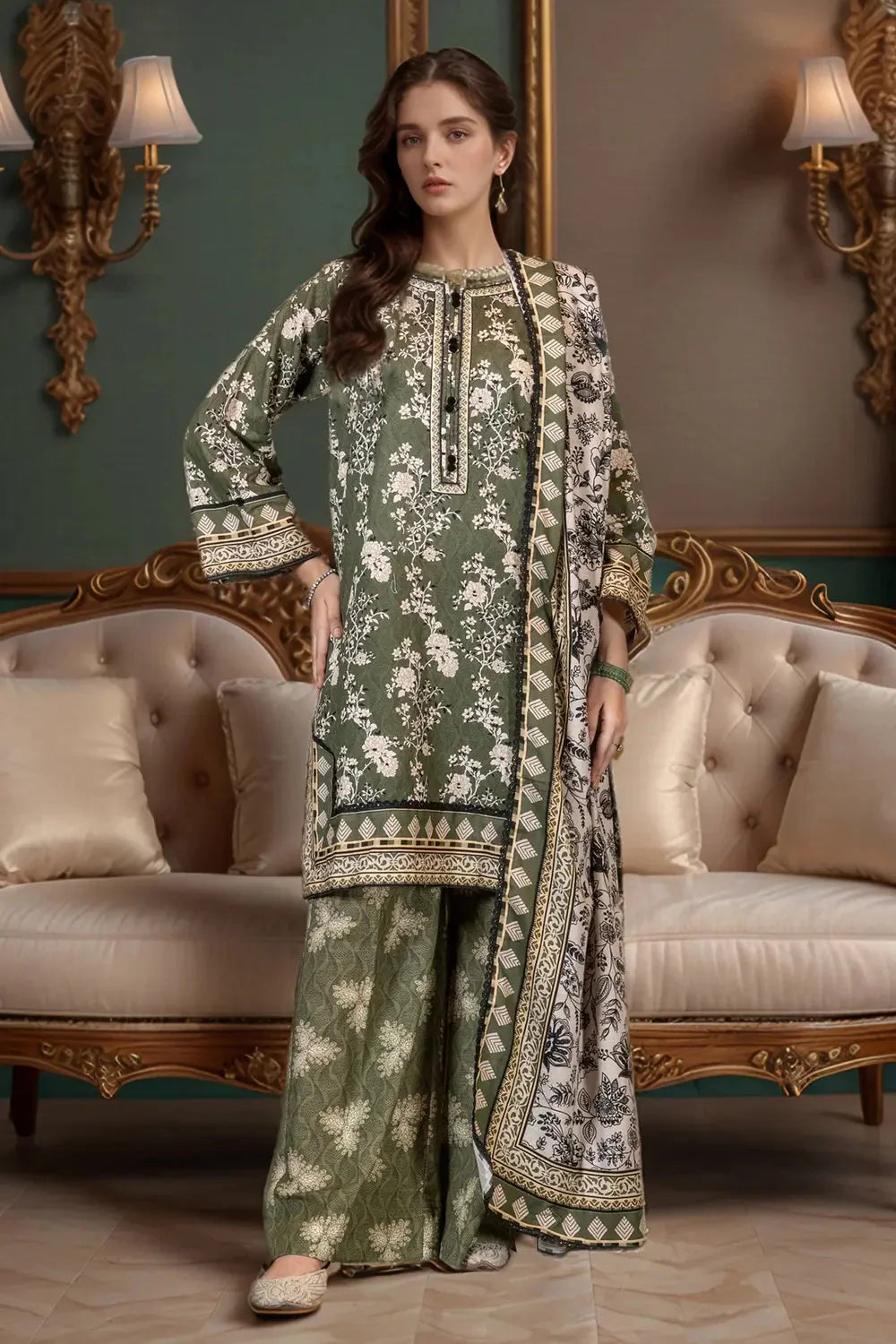 3PC Printed Unstitched Khaddar Suit KKH-3025 Printed KHAS STORES