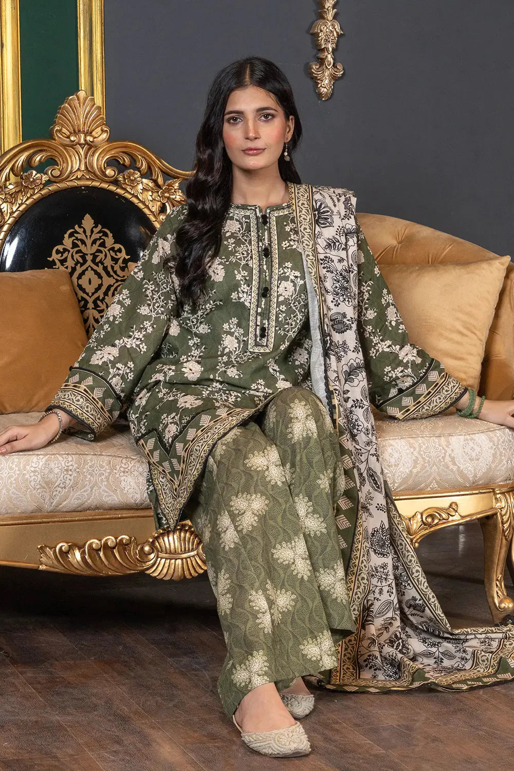3PC Printed Unstitched Khaddar Suit KKH-3025 Printed KHAS STORES