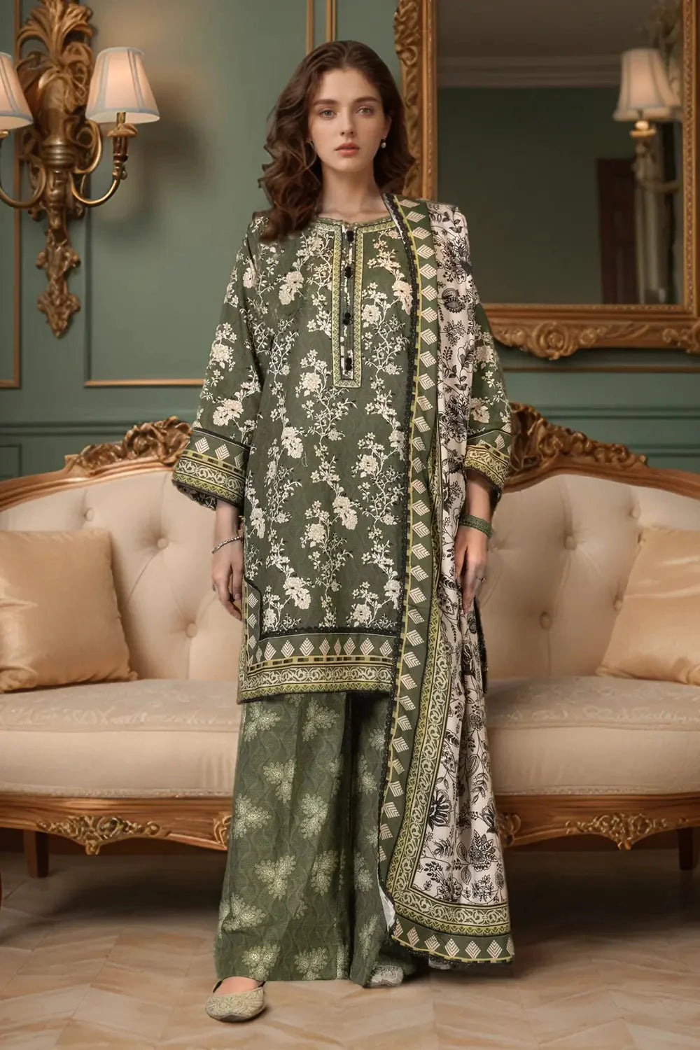 3PC Printed Unstitched Khaddar Suit KKH-3025 Printed KHAS STORES