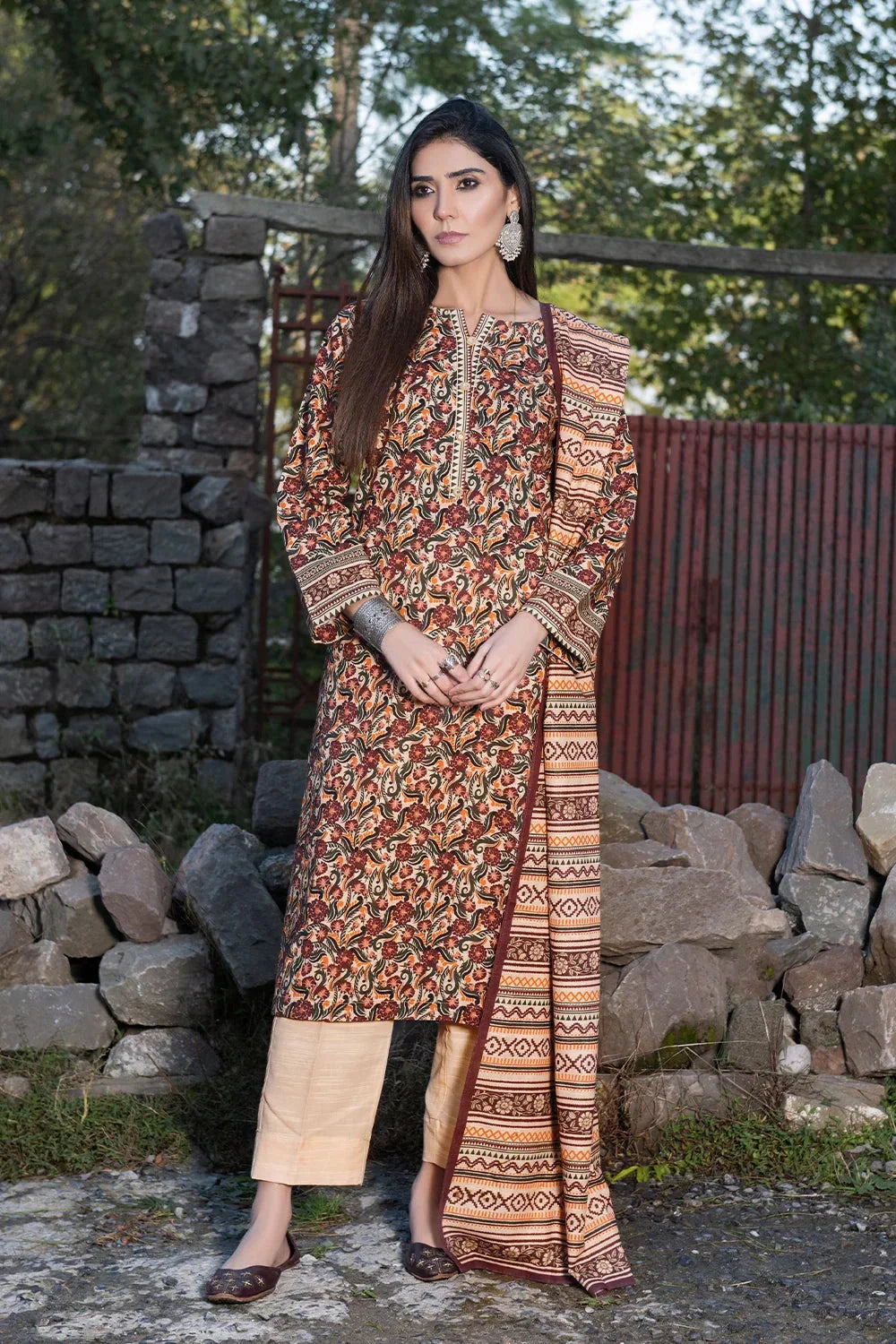 3PC Printed Unstitched Khaddar Suit KKH-3562 Printed KHAS STORES
