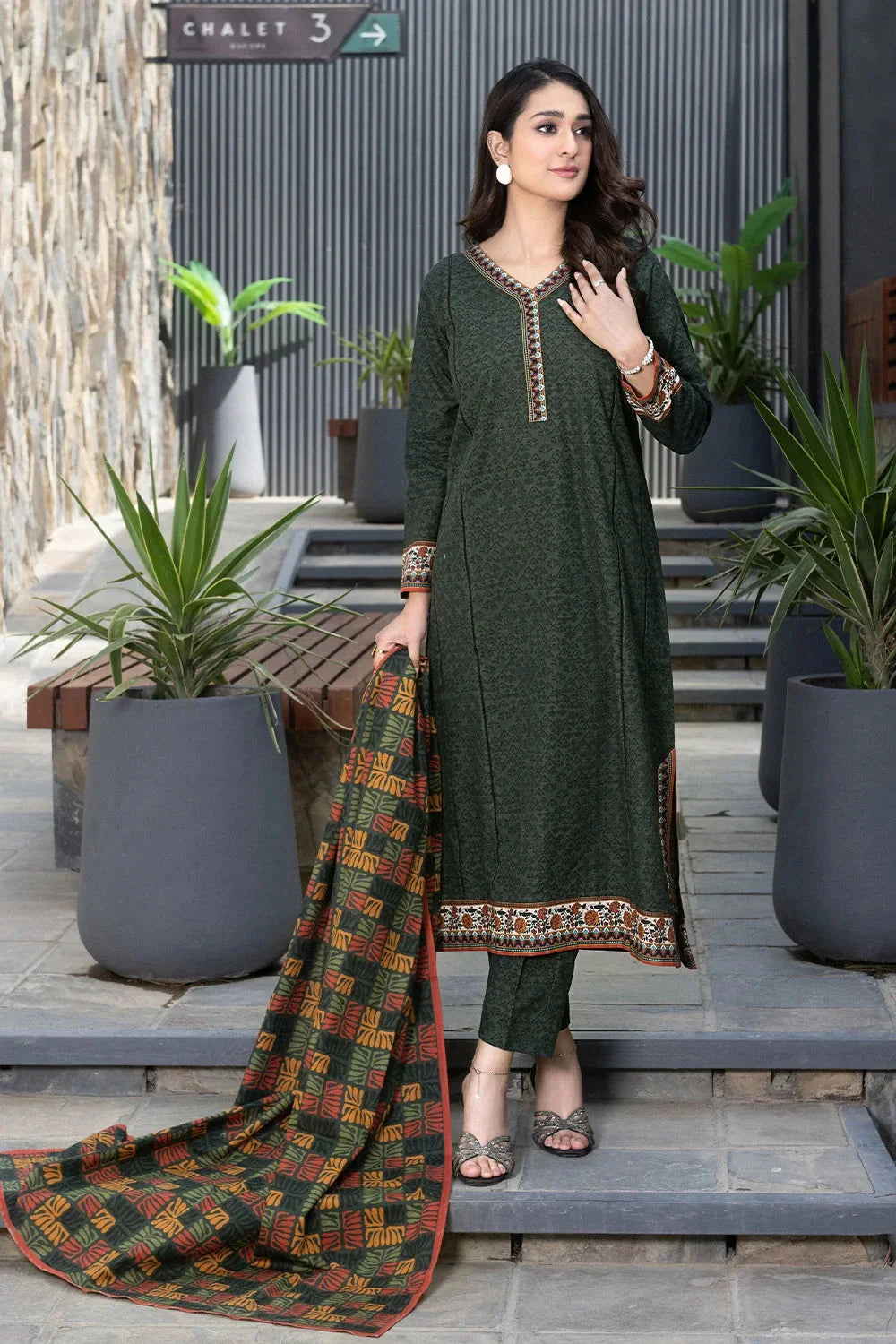 3PC Printed Unstitched Khaddar Suit KKH-3576 Printed KHAS STORES