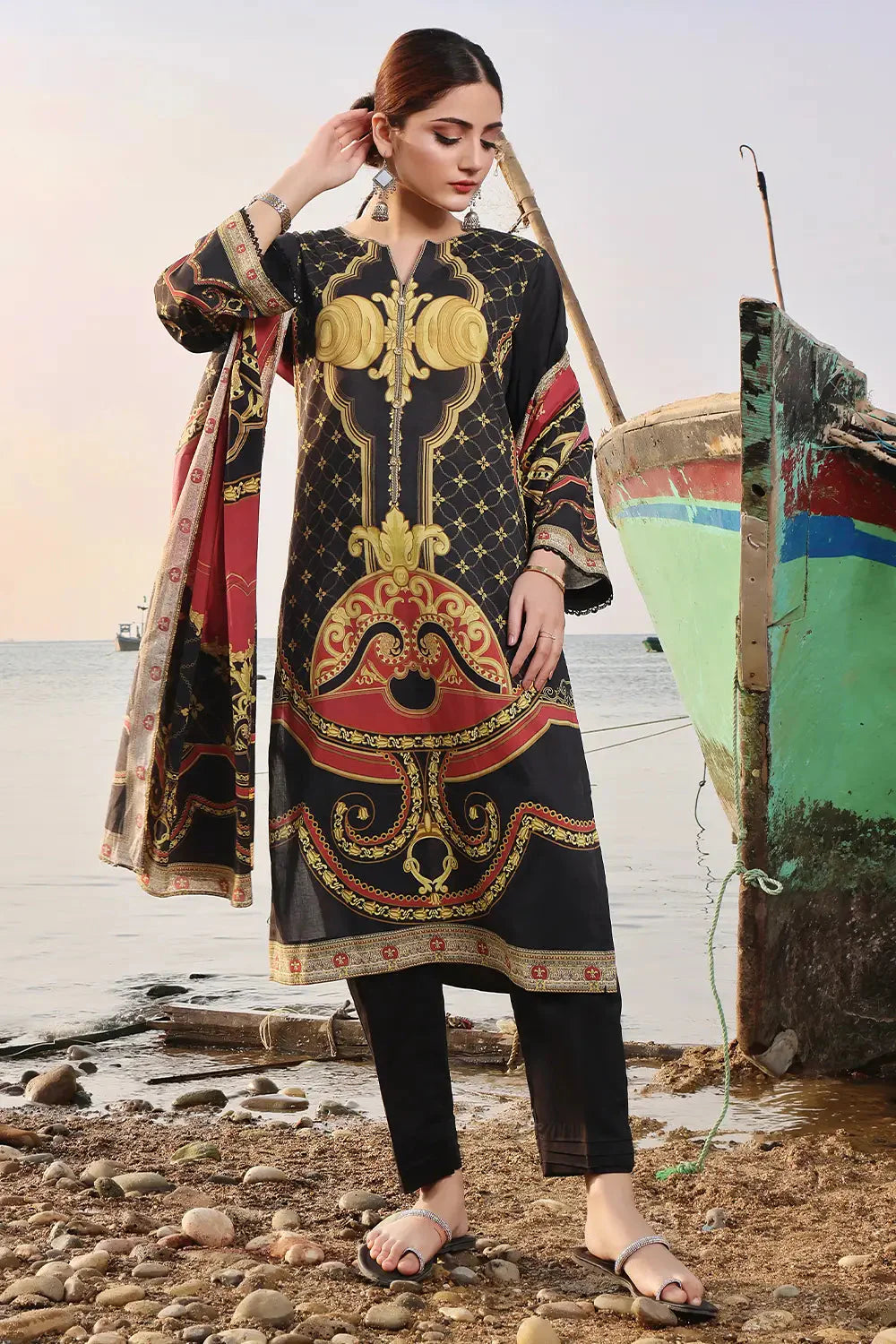 3PC Printed Unstitched Lawn Suit KLA-2406 Printed KHAS STORES