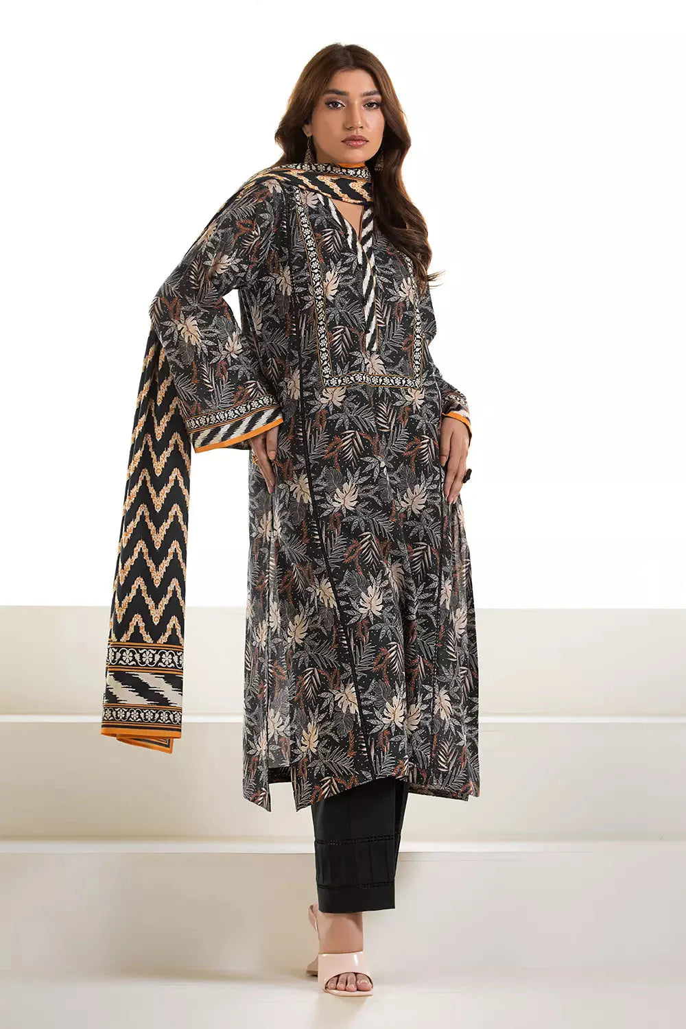 3PC Printed Unstitched Lawn Suit KLA-2639 Printed KHAS STORES