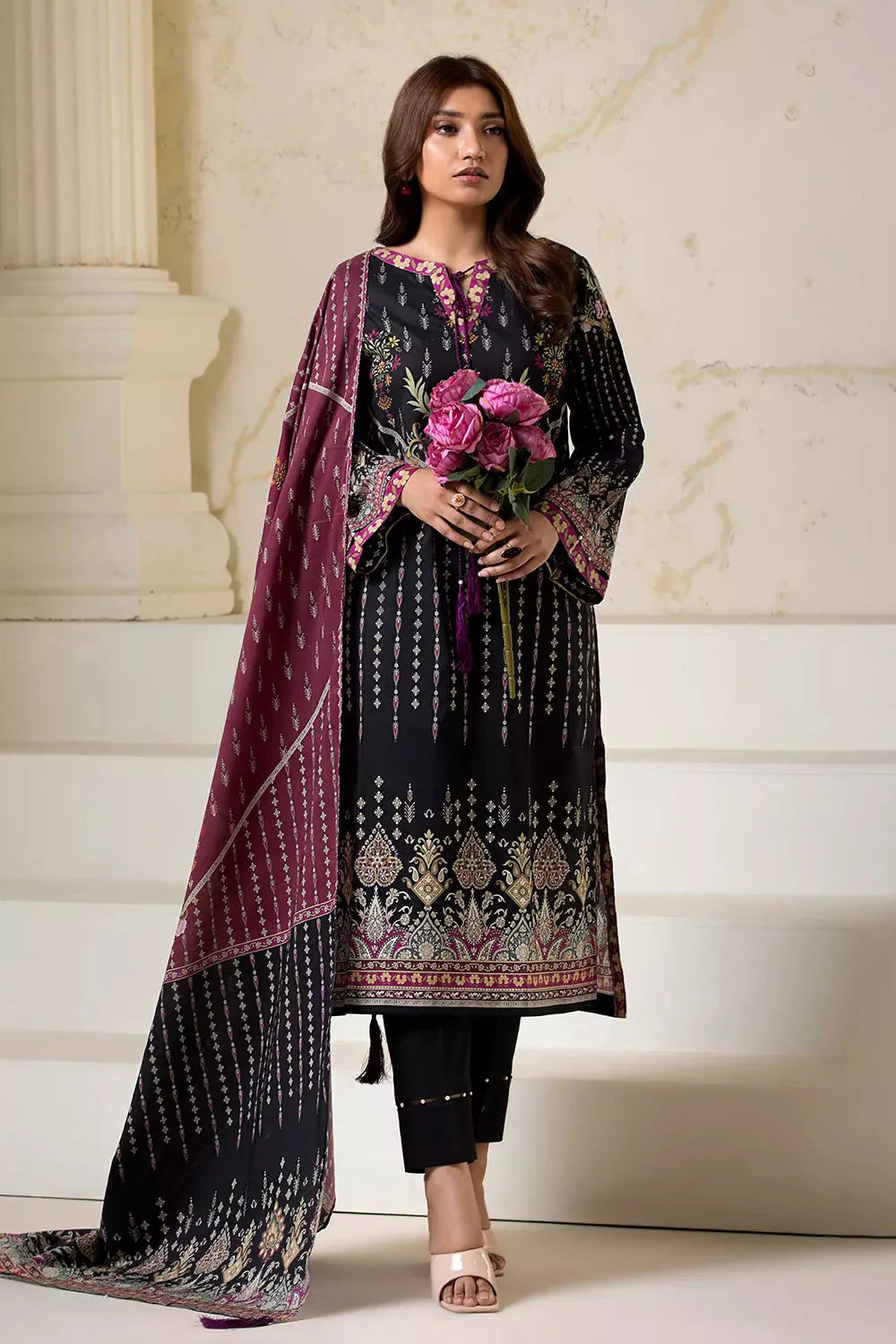 3PC Printed Unstitched Lawn Suit KLA-2743 Printed KHAS STORES