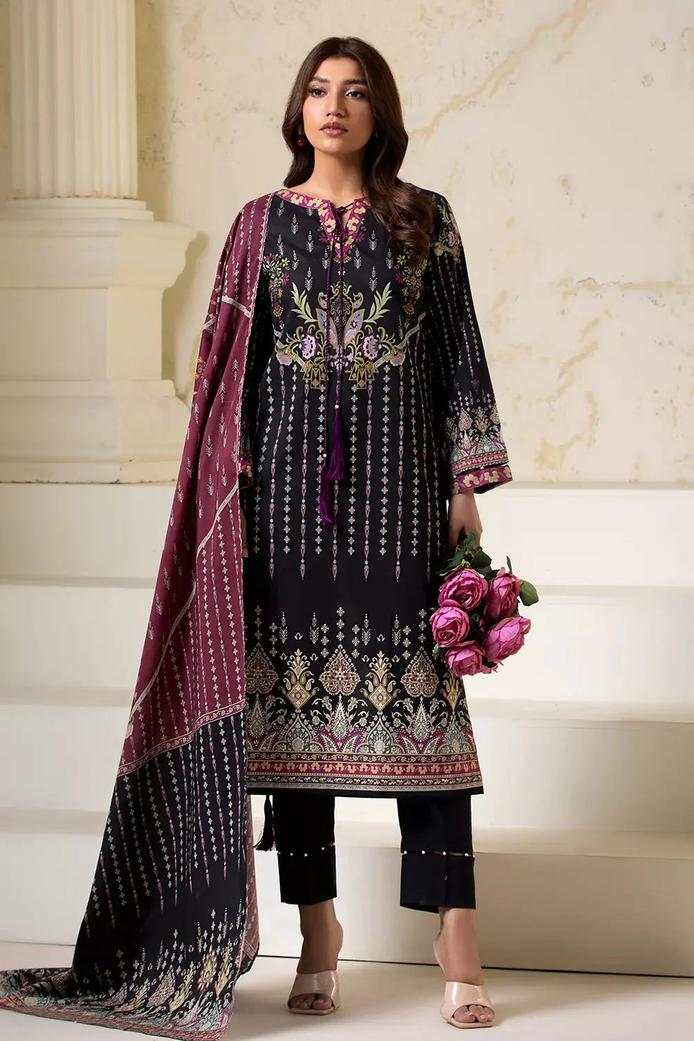 3PC Printed Unstitched Lawn Suit KLA-2743 Printed KHAS STORES