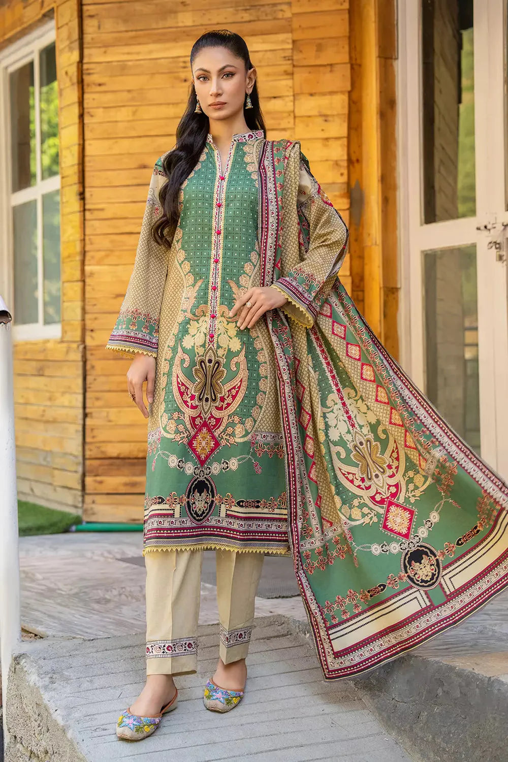 3PC Printed Unstitched Lawn Suit KLA-2756 Printed KHAS STORES
