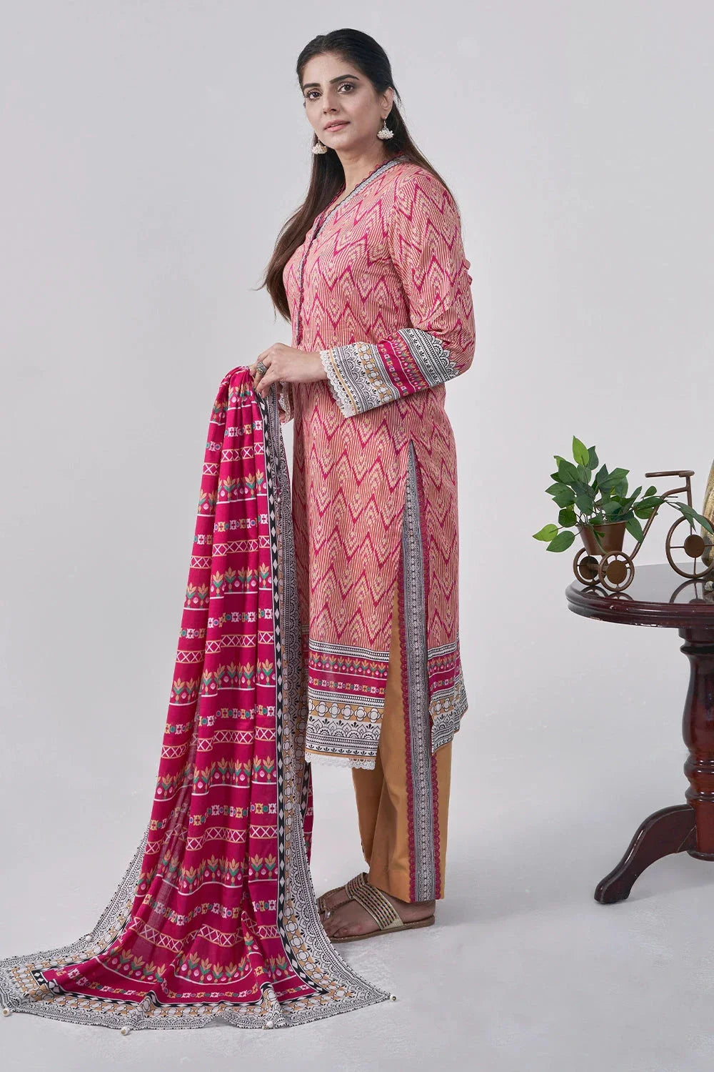 3PC Printed Unstitched Lawn Suit KLA-3037 Printed KHAS STORES