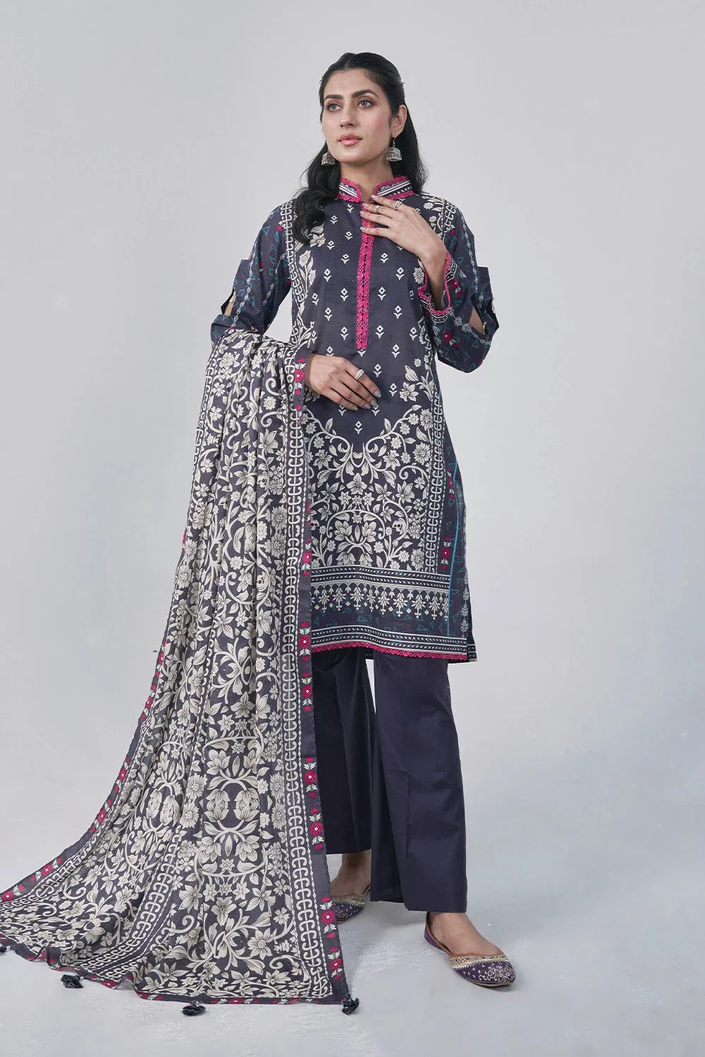 3PC Printed Unstitched Lawn Suit KLA-3038 Printed KHAS STORES