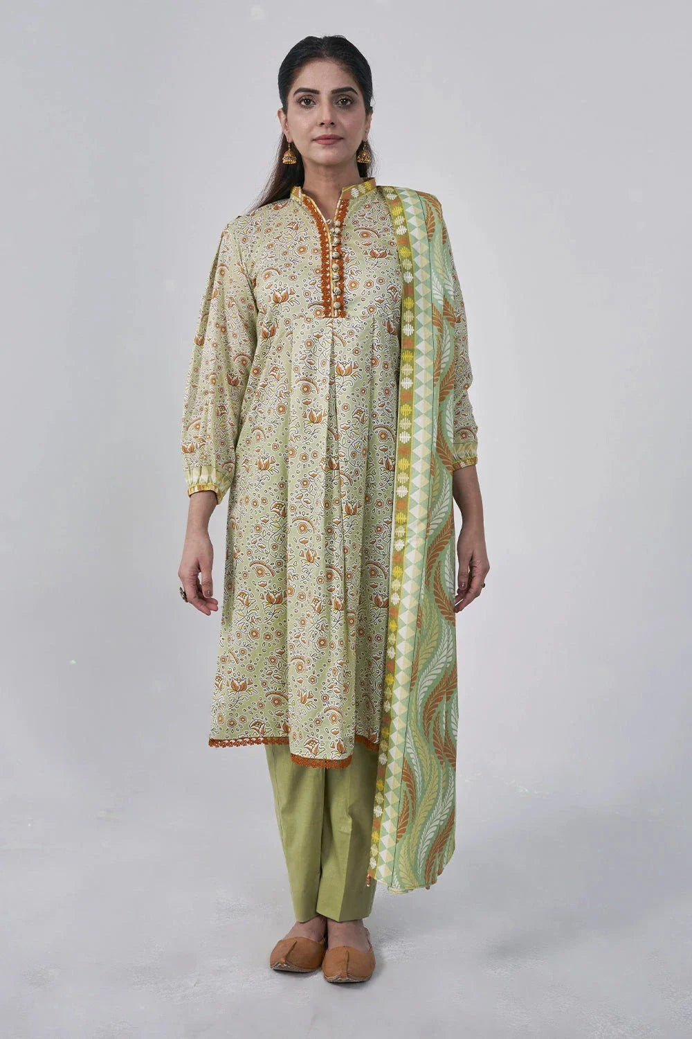 3PC Printed Unstitched Lawn Suit KLA-3040 Printed KHAS STORES