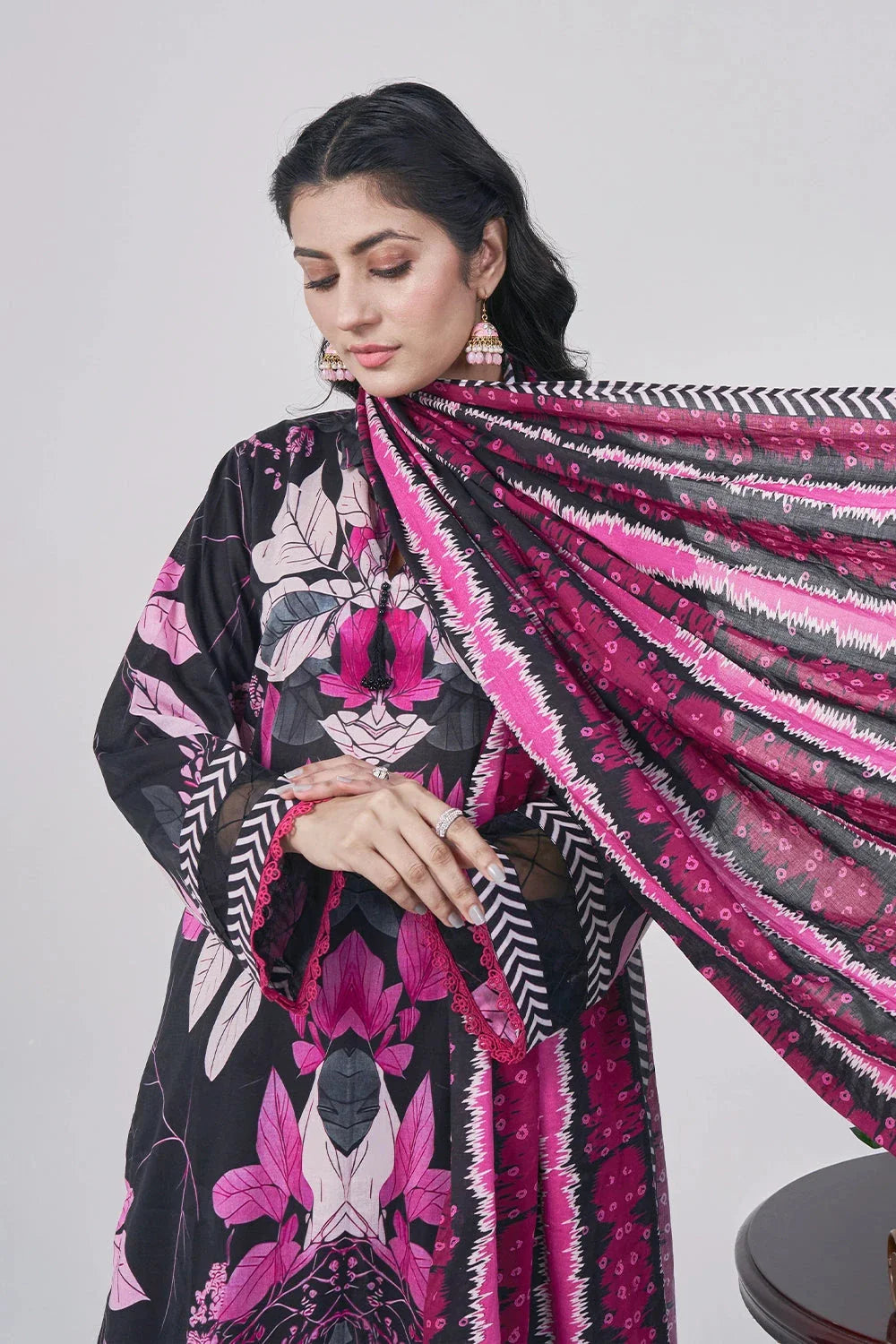 3PC Printed Unstitched Lawn Suit KLA-3041 Printed KHAS STORES