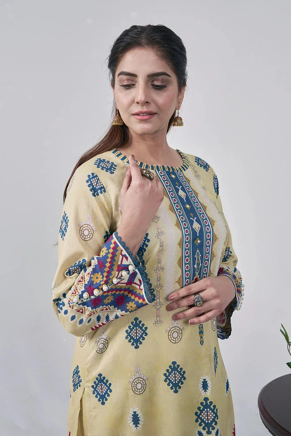 3PC Printed Unstitched Lawn Suit KLA-3042 Printed KHAS STORES