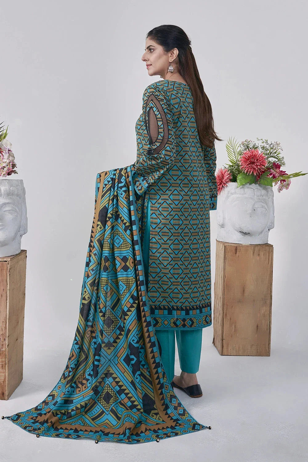 3PC Printed Unstitched Lawn Suit KLA-3043 Printed KHAS STORES